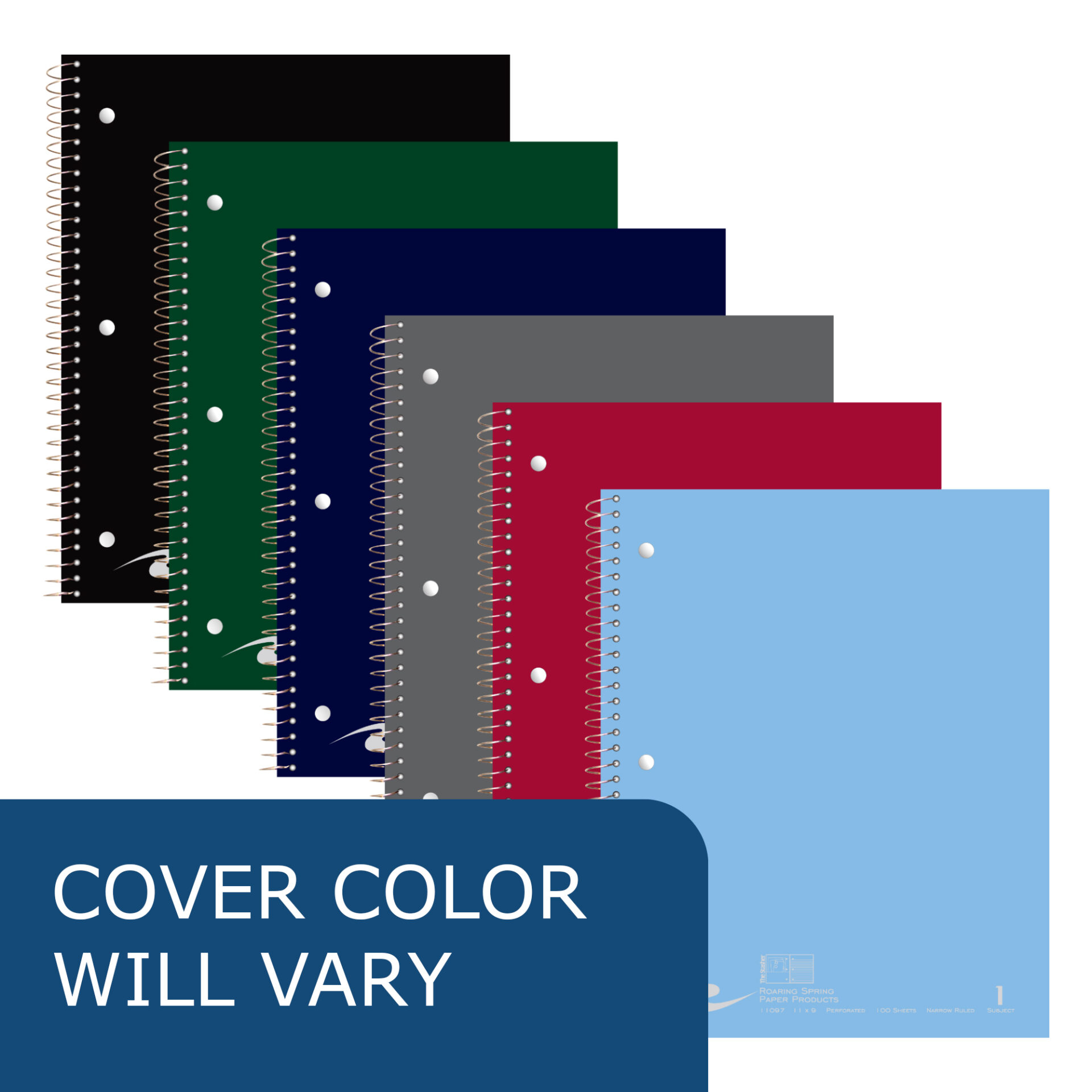 Stasher© One Subject Wirebound Notebook with Cover Pocket, Narrow Ruled