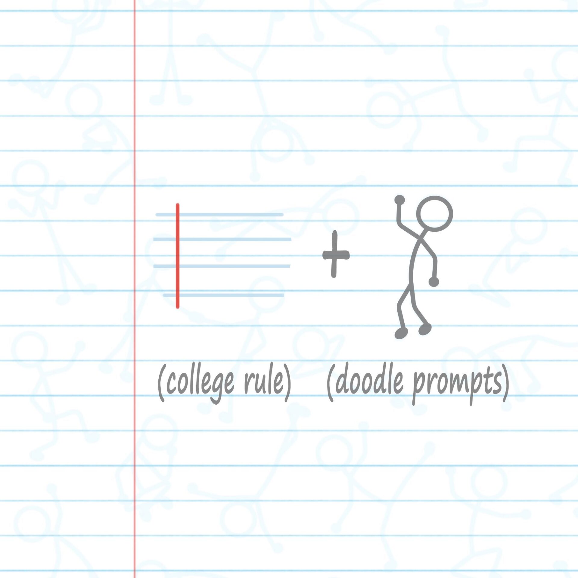 DoodleWrite™ College Ruled + Stick Figures One Subject Notebook, Heavyweight Paper