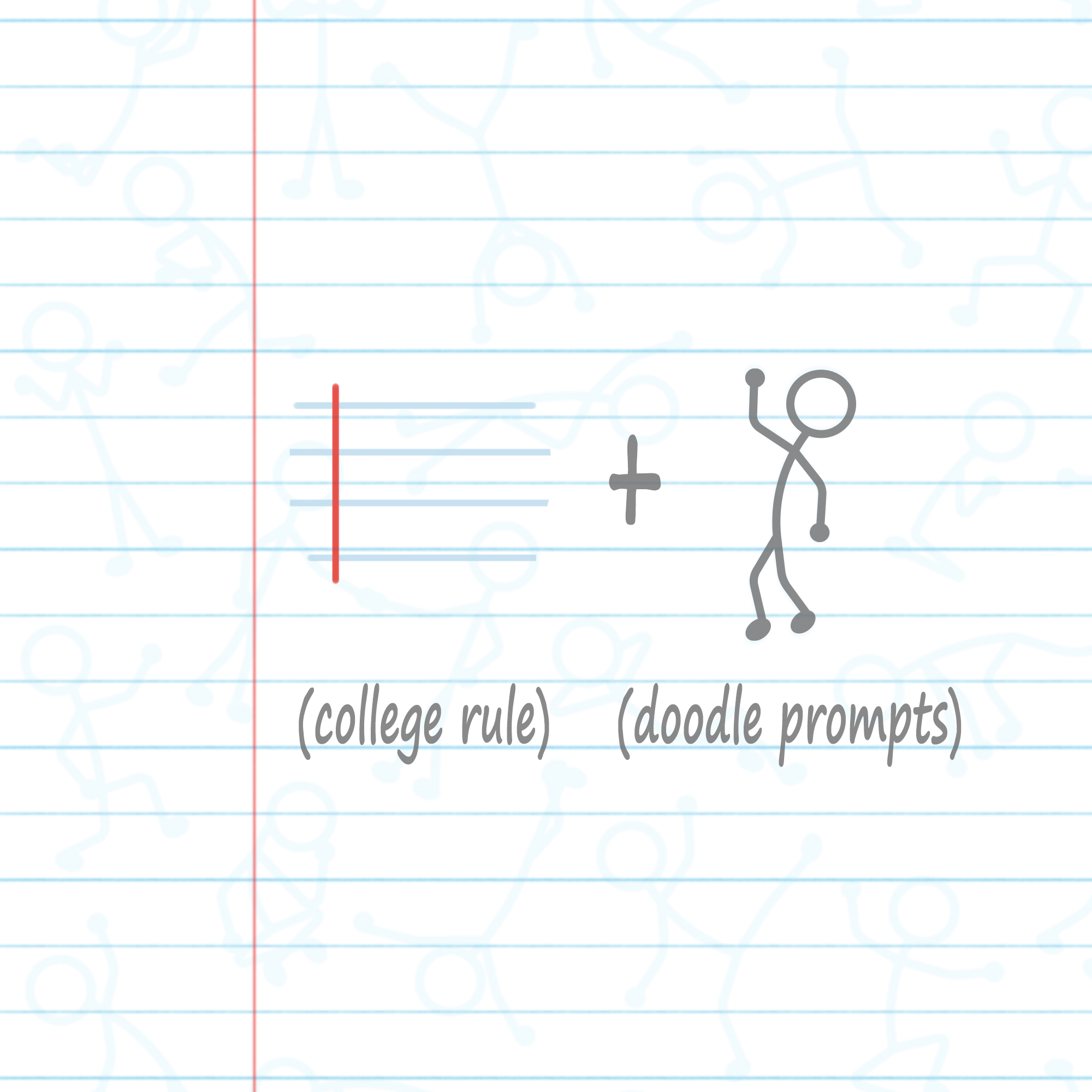 DoodleWrite™ College Ruled + Stick Figures One Subject Notebook, Heavyweight Paper