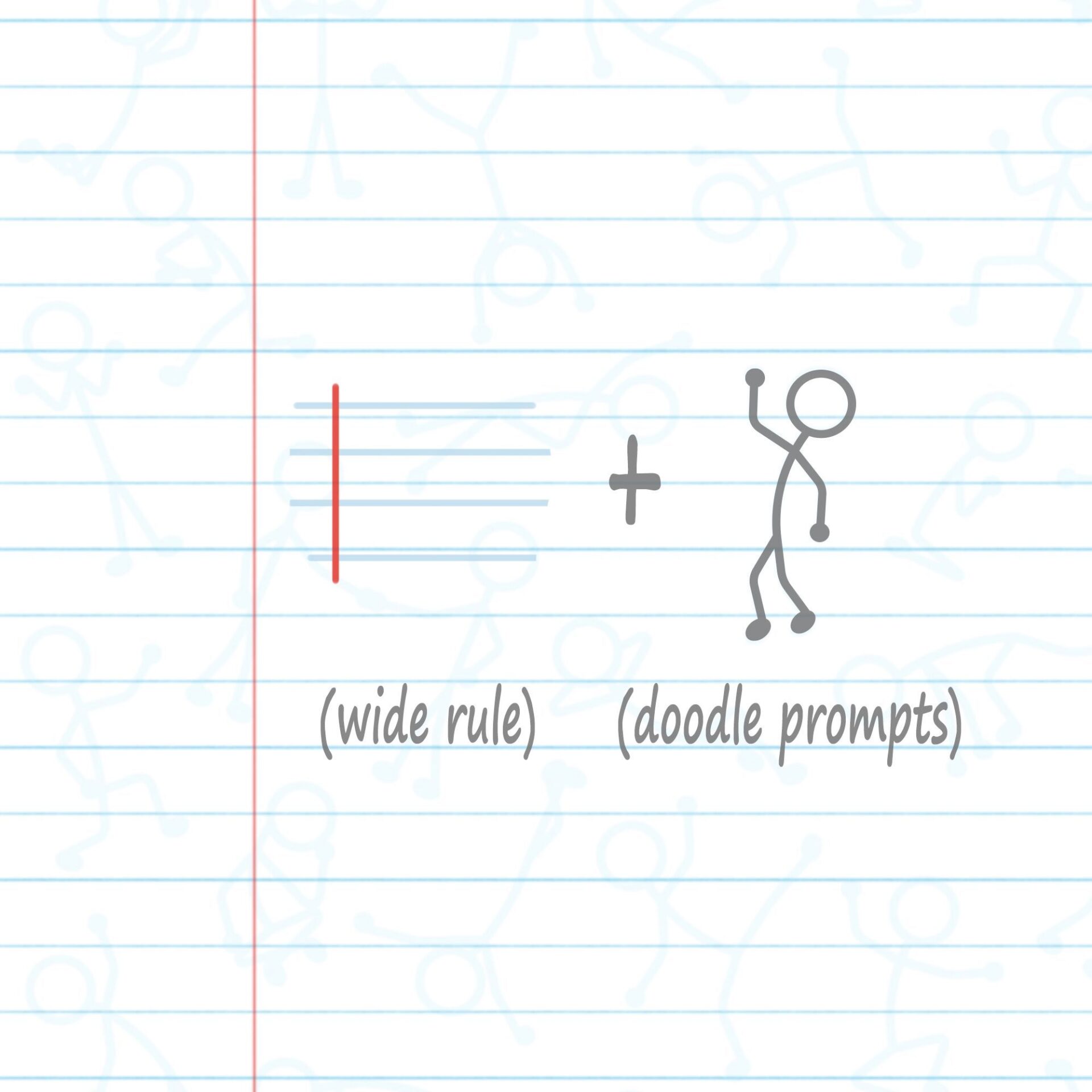 DoodleWrite™ Wide Ruled + Stick Figures One Subject Notebook, Heavyweight Paper