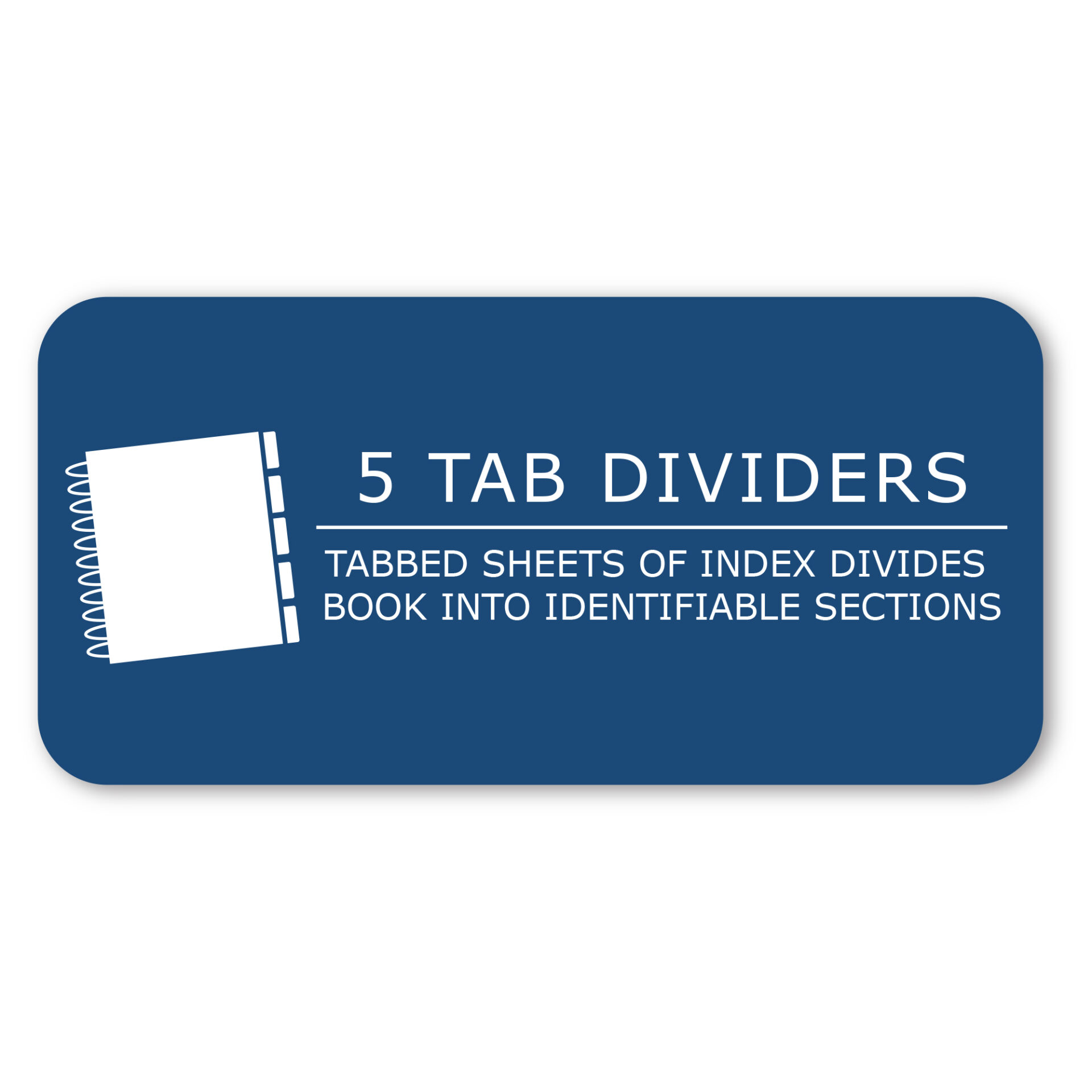 Five Subject Wirebound Notebook with Tab Dividers, College Ruled