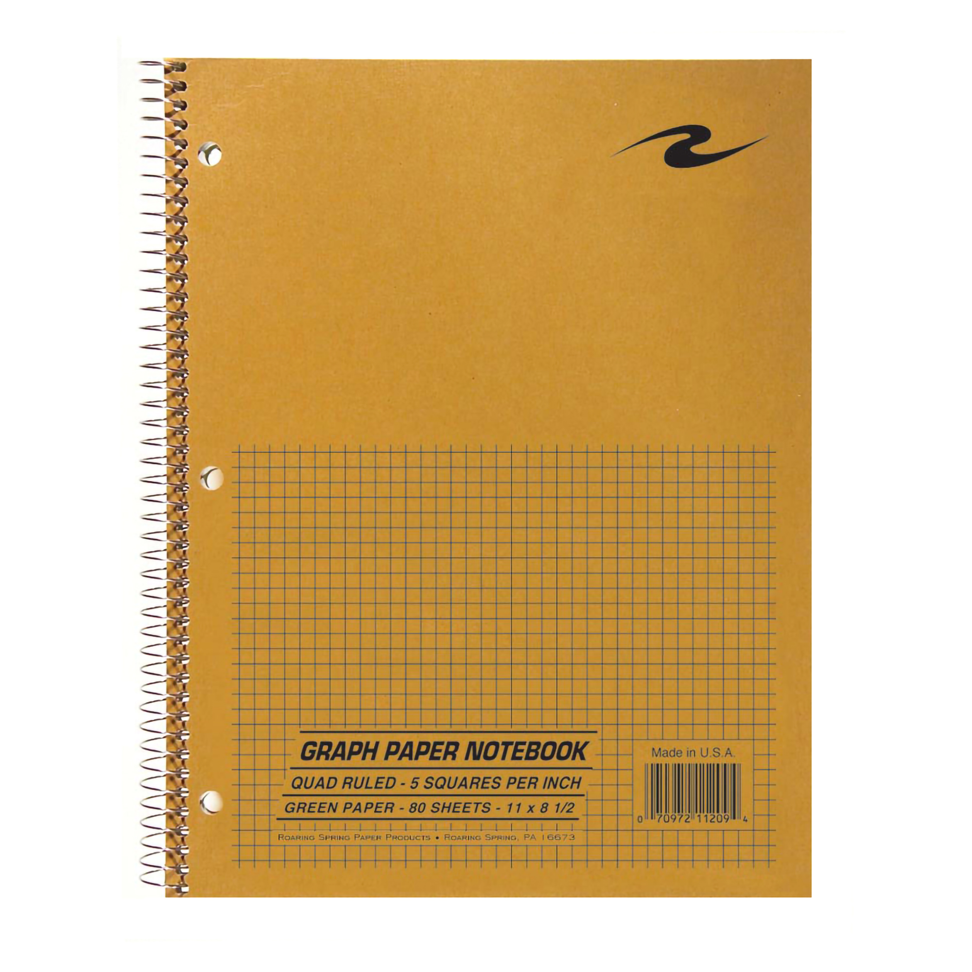 One Subject Wirebound Lab Notebook, 5x5 Graph Ruled, Green paper