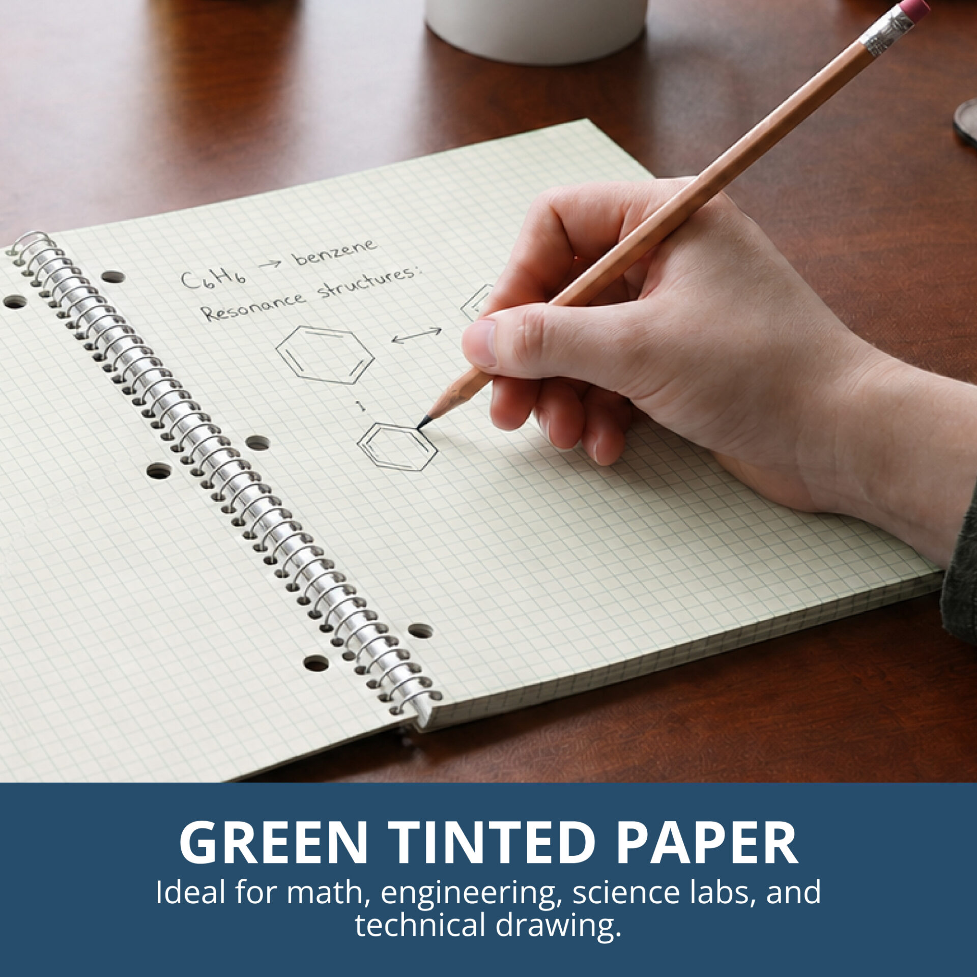 One Subject Wirebound Lab Notebook, 5x5 Graph Ruled, Green paper