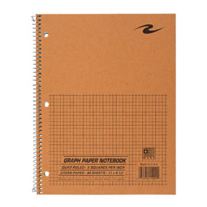 One Subject Wirebound Lab Notebook, 5x5 Graph Ruled, Green paper