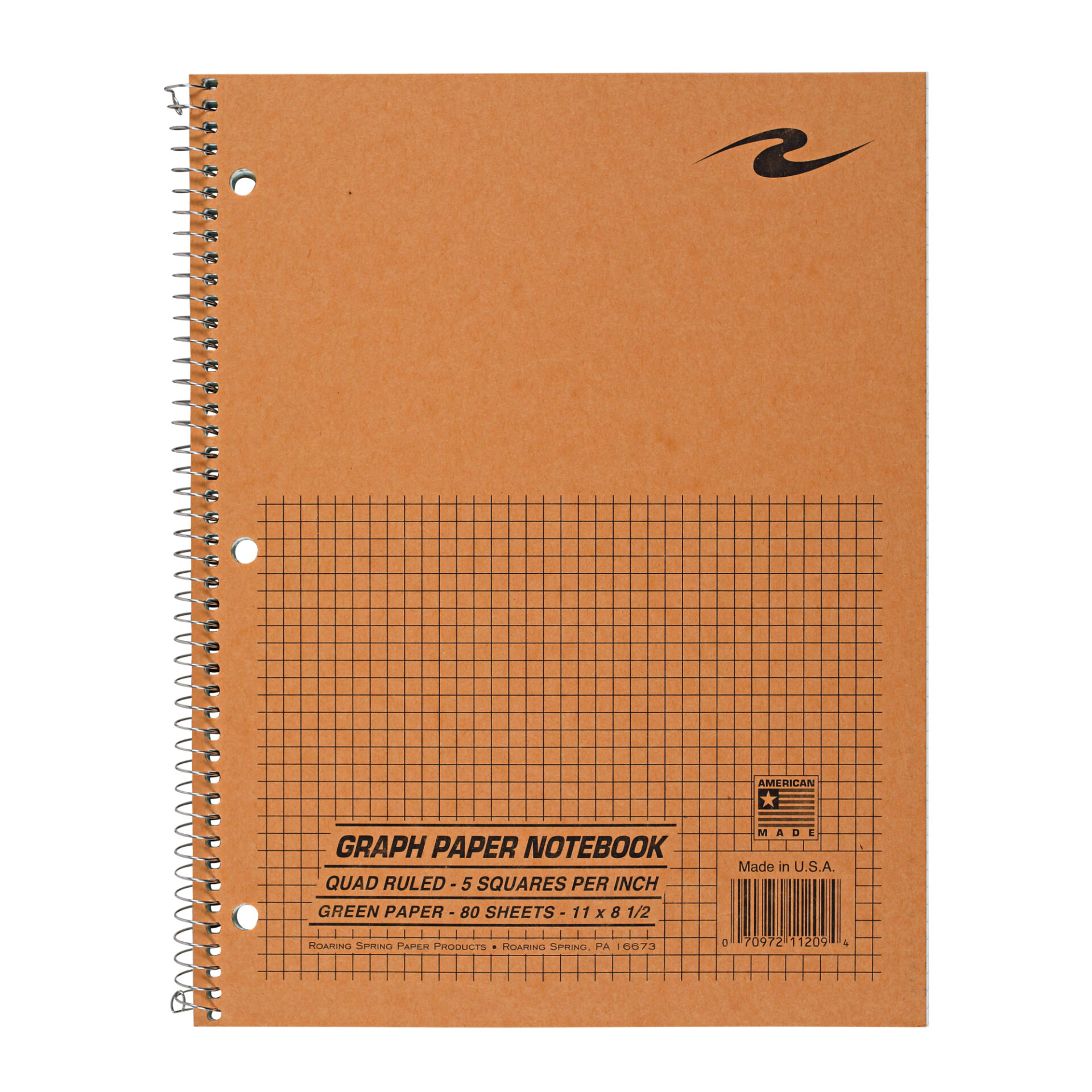 One Subject Wirebound Lab Notebook, 5x5 Graph Ruled, Green paper