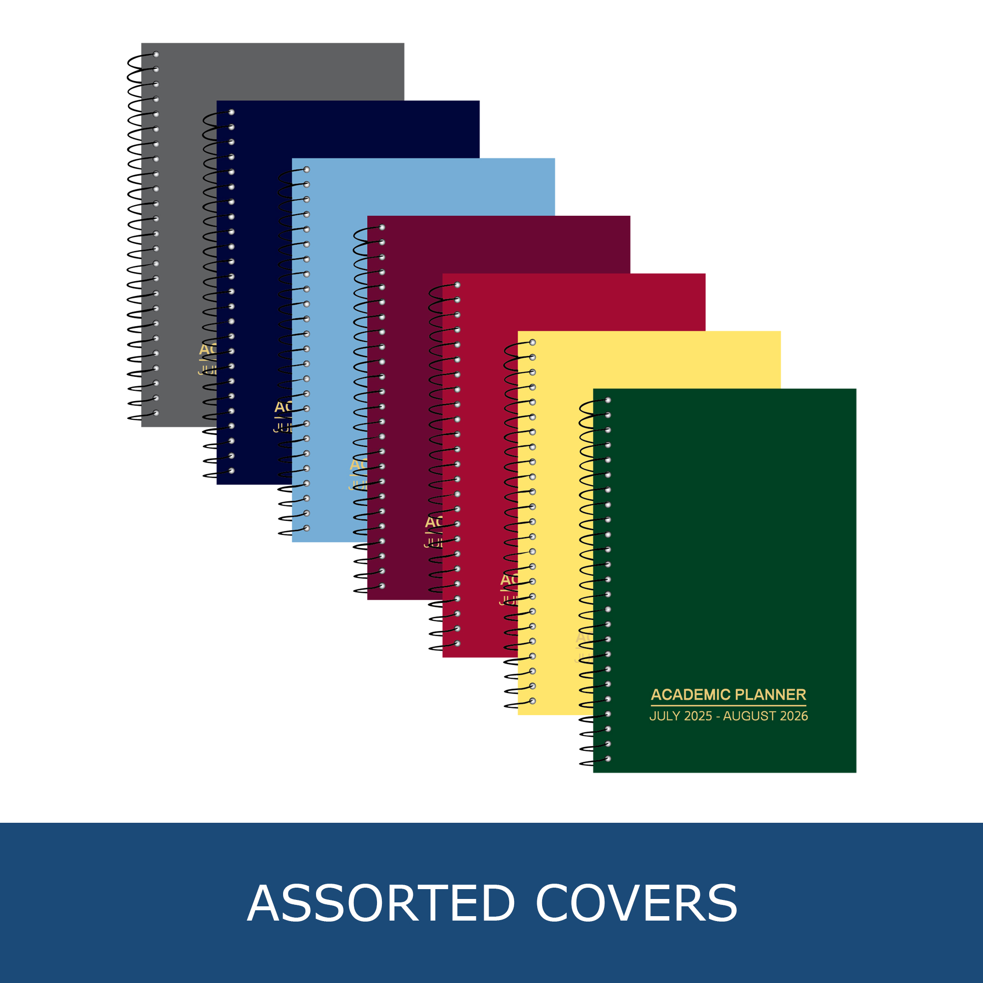 Academic-Year Planner, 14 Month (July through August),  8" x 5.5", 72 Pages, Weekly View, Assorted Covers