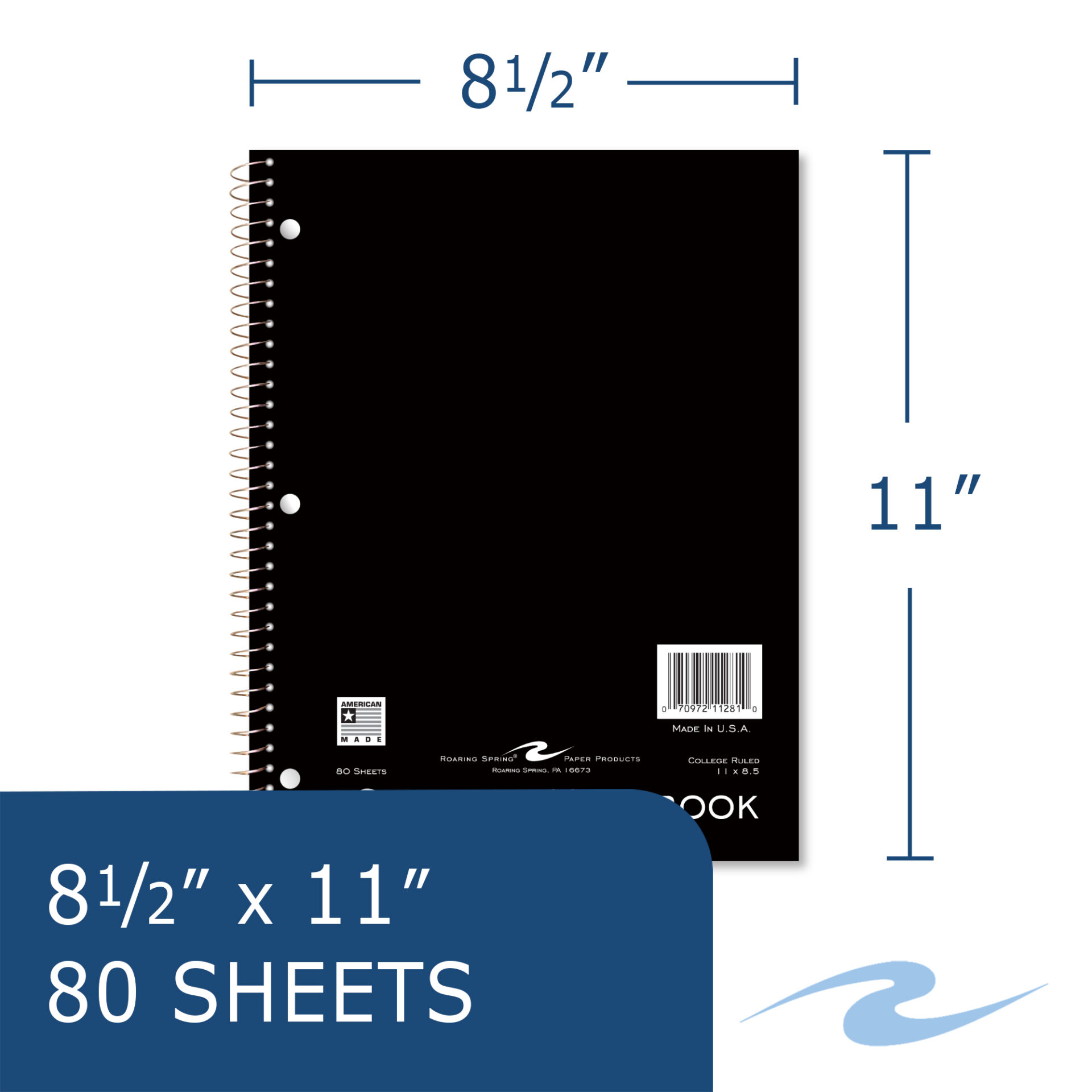 One Subject Wirebound Notebook. College Ruled
