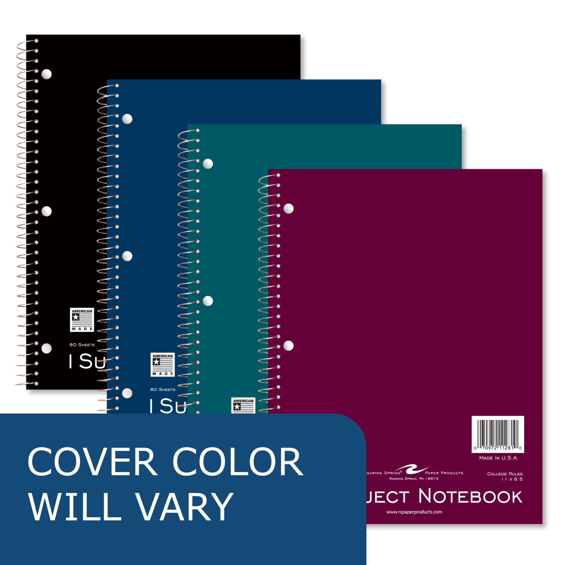 One Subject Wirebound Notebook. College Ruled