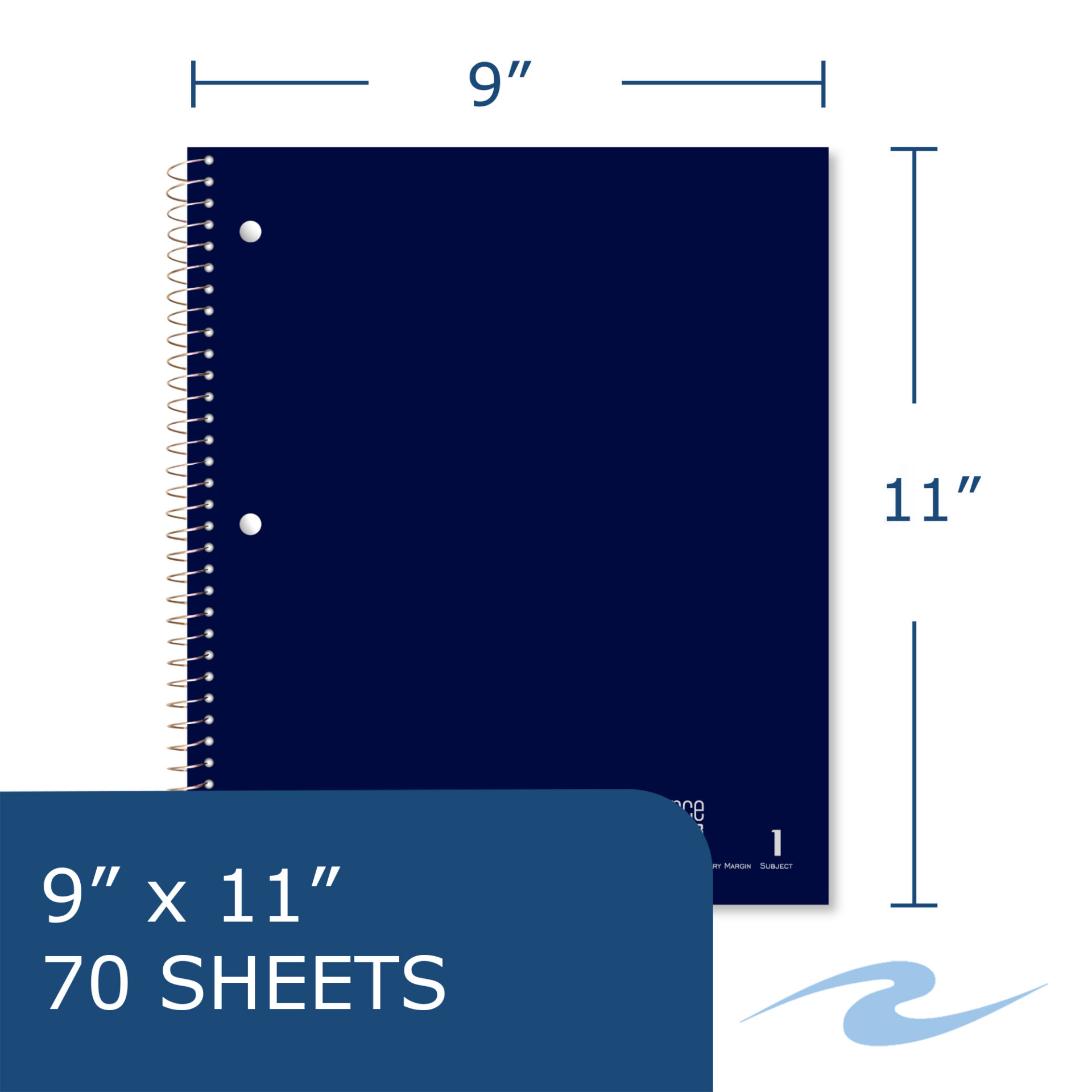 One Subject Wirebound Notebook with One Double Pocket, Law Ruled