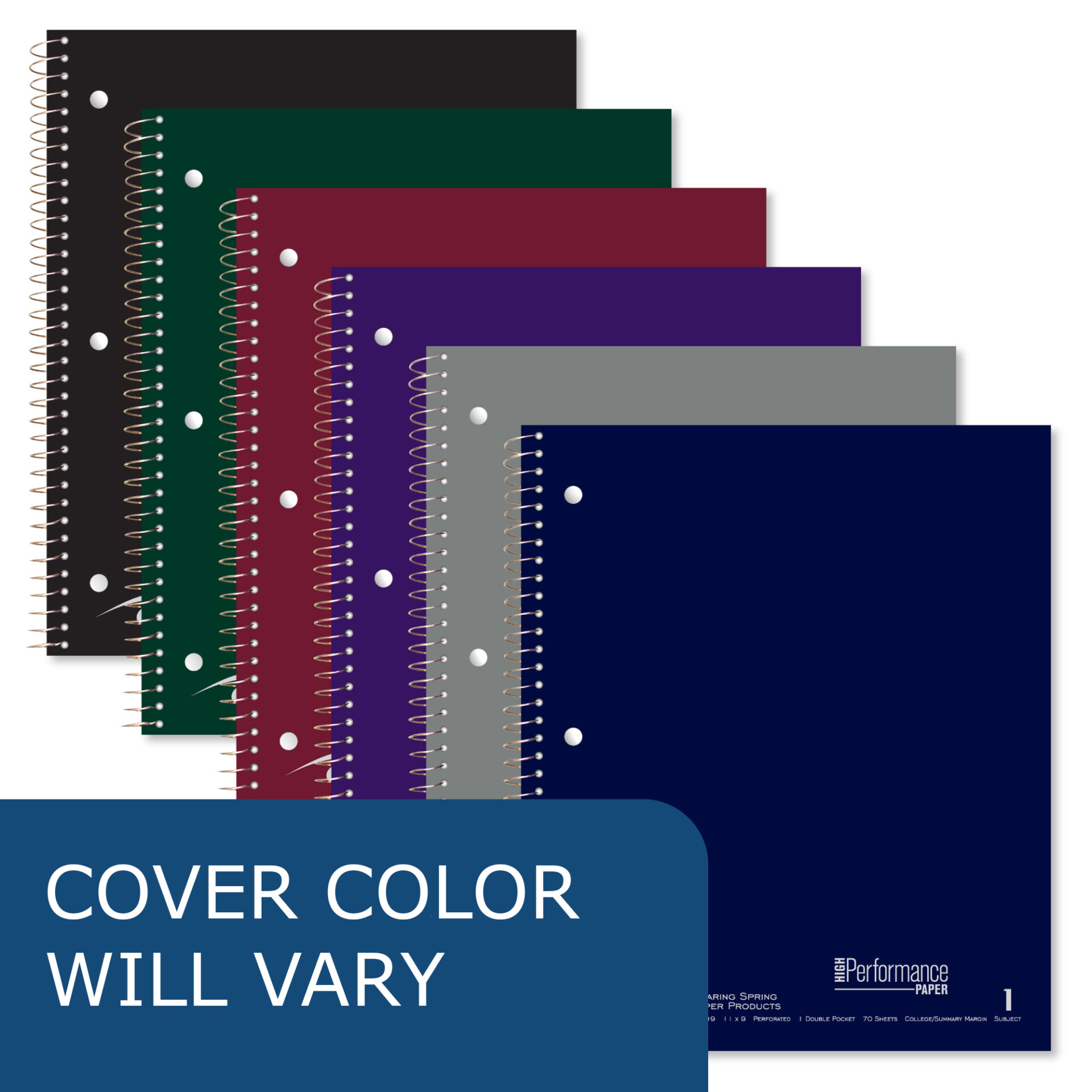 One Subject Wirebound Notebook with One Double Pocket, Law Ruled