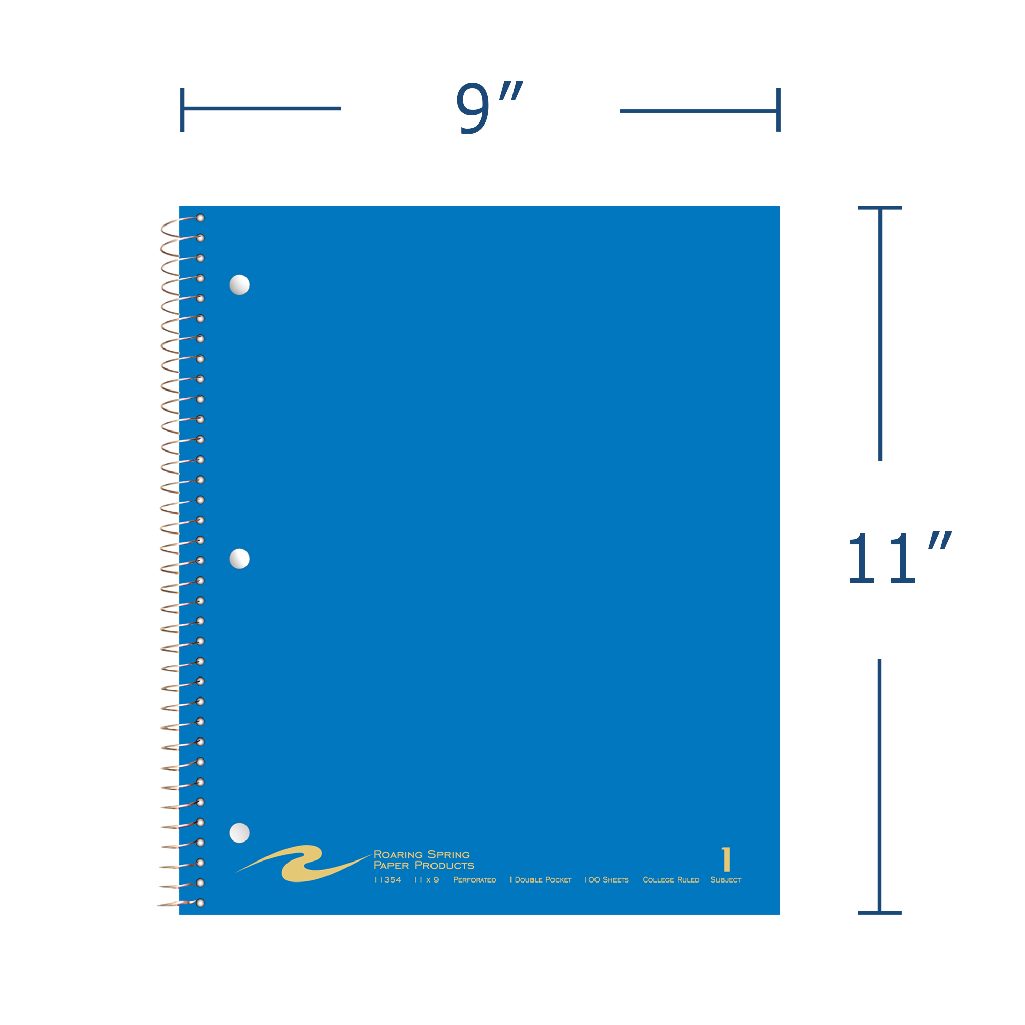 One Subject Wirebound Notebook with One Double Pocket, College Ruled
