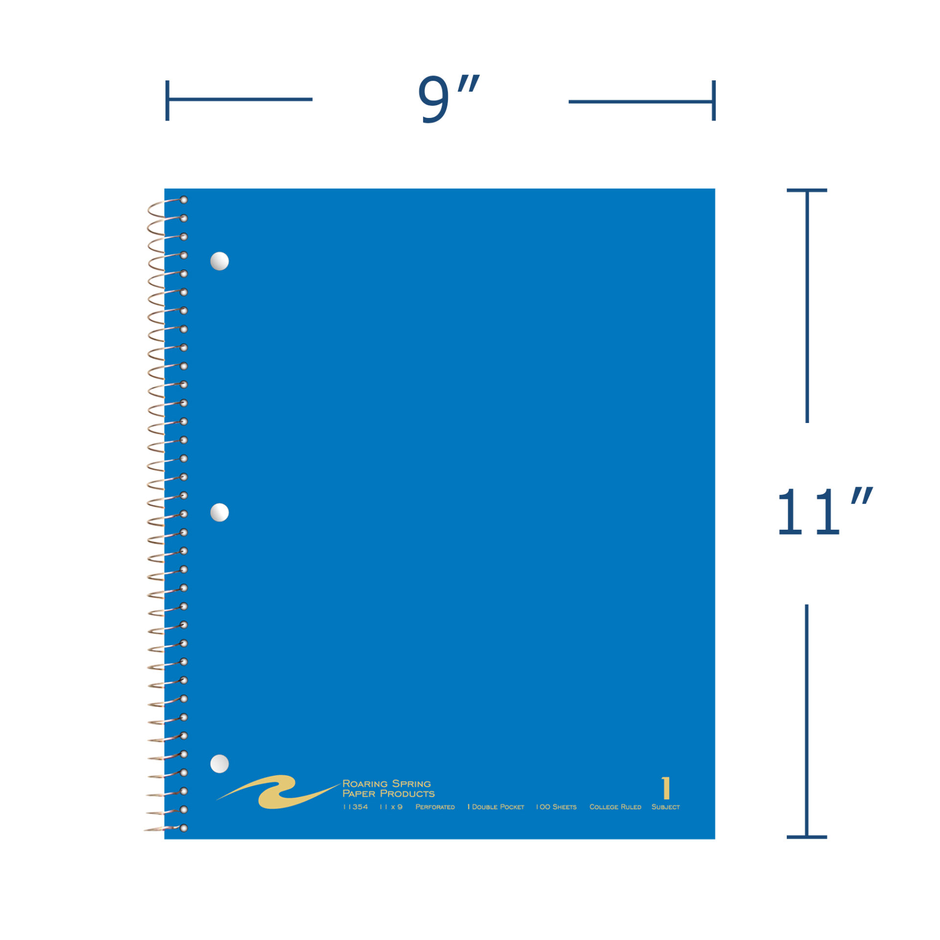 One Subject Wirebound Notebook with One Double Pocket, College Ruled