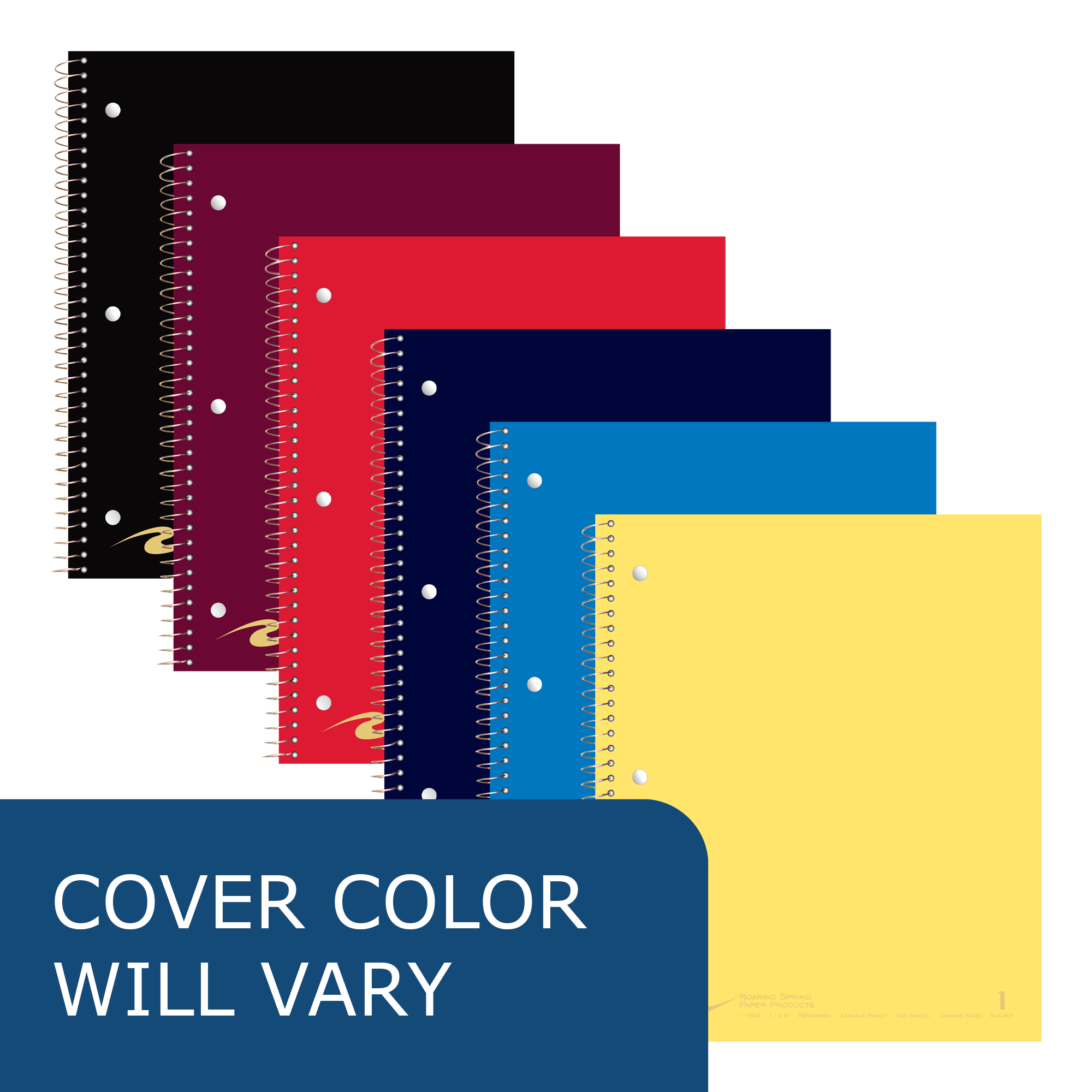 One Subject Wirebound Notebook with One Double Pocket, College Ruled