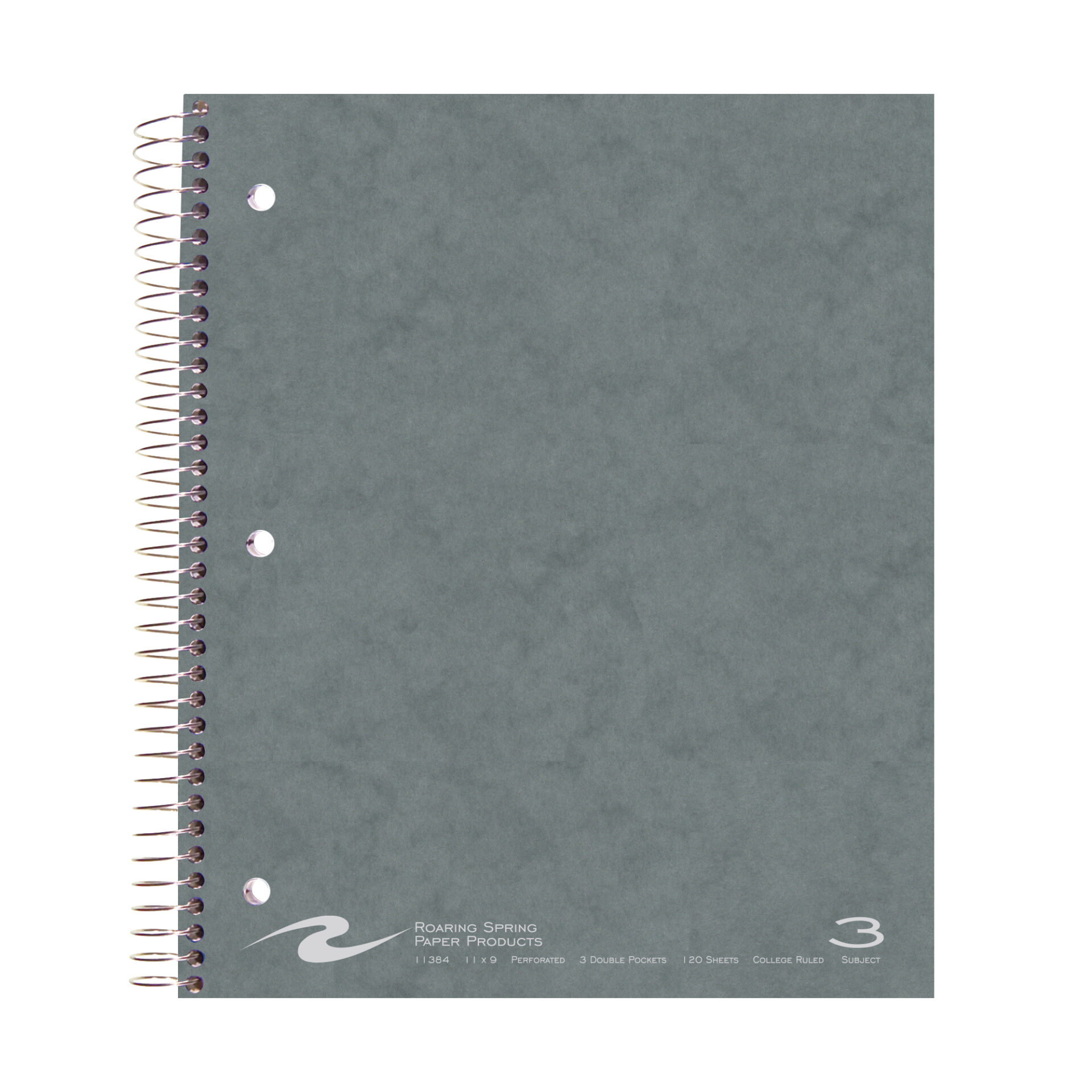 Three Subject Wirebound Notebook with Three Double Pockets, College Ruled
