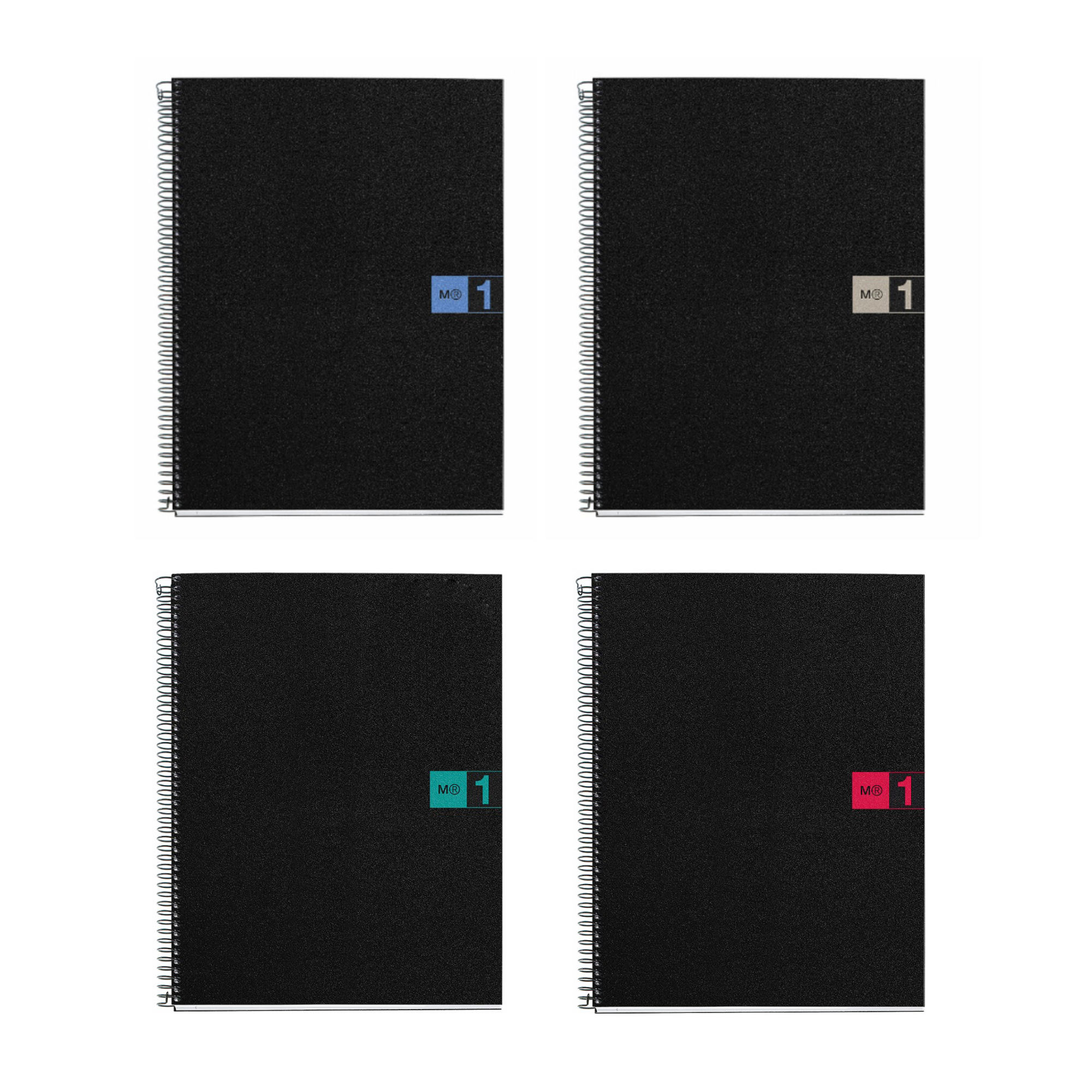 M® MiquelRius Original™ Lined 1 Subject Notebook, 11" x 8.5", Poly Cover - Black with Assorted Colors