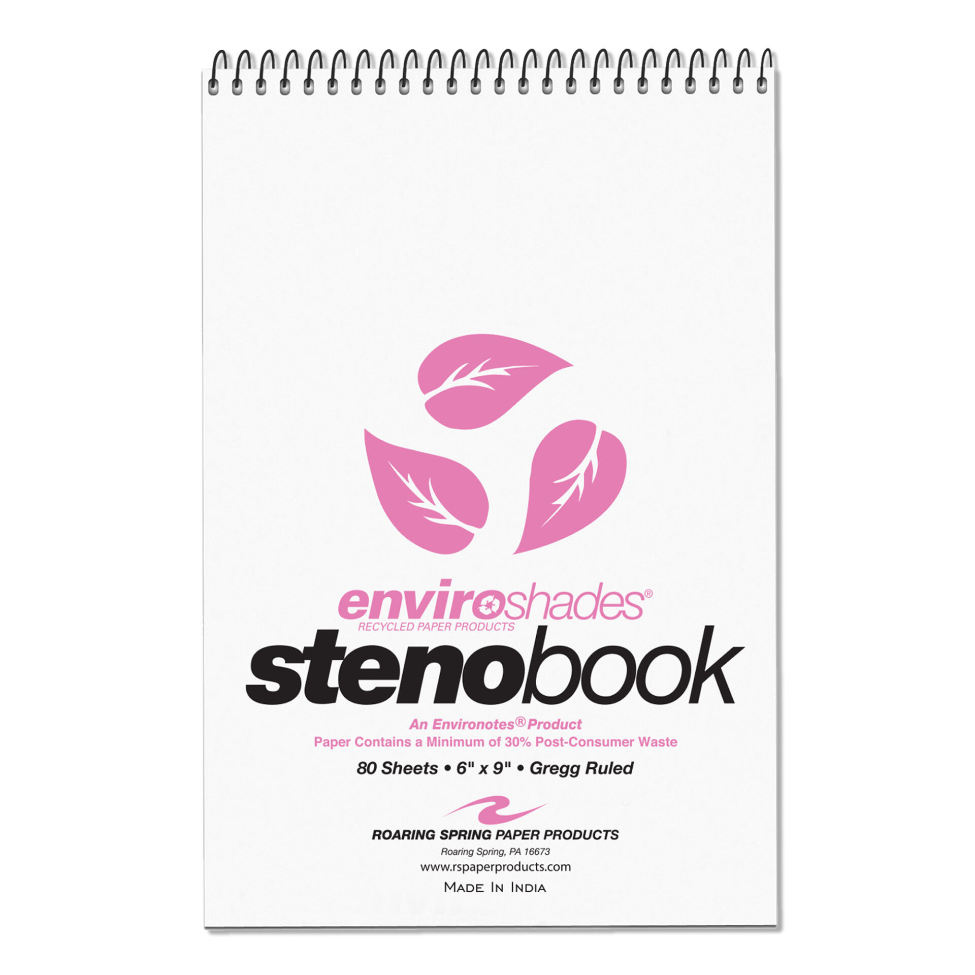 Enviroshades® Recycled Steno Book, 4 Pack, Pink Paper
