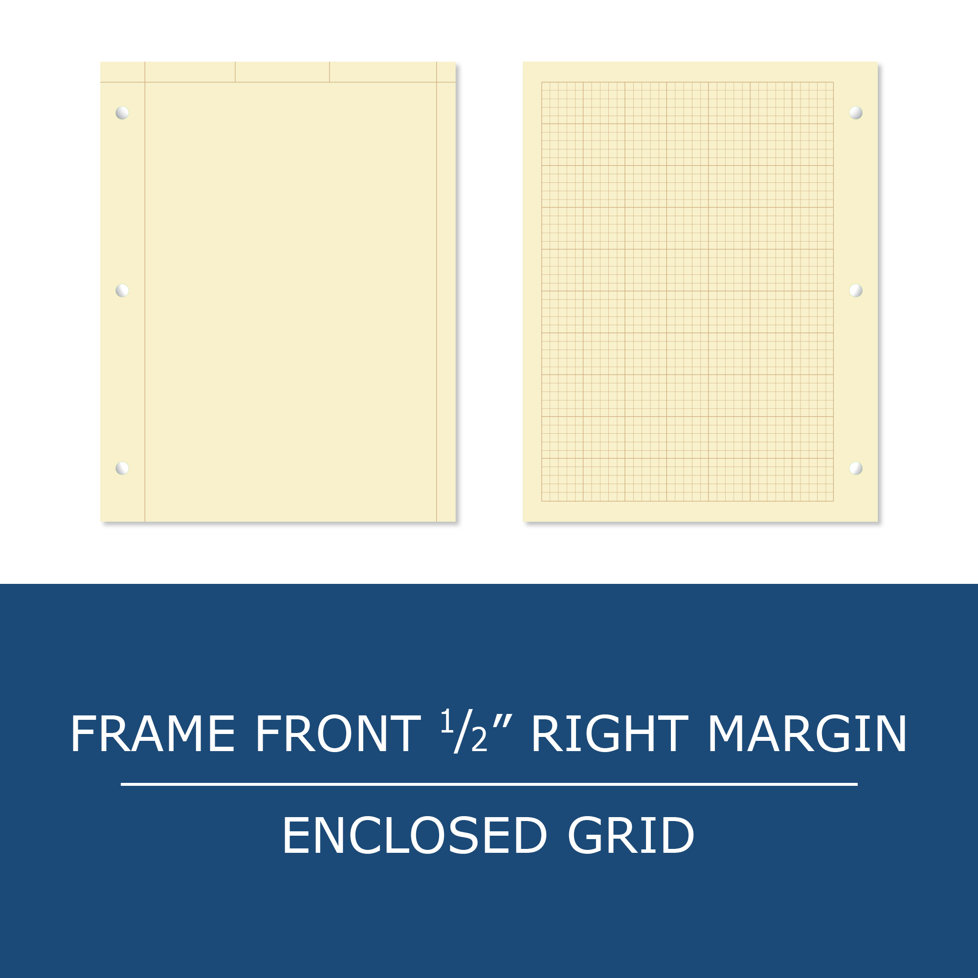 Engineering Pad, Frame Front 1/2" Right Margin, 100 Sheets, Heavyweight 20 lb. Buff Paper