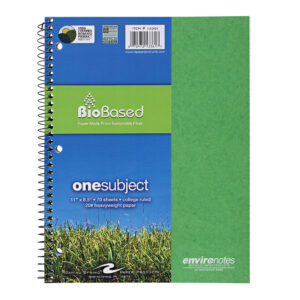 Environotes® Recycled One Subject Wirebound Notebook with Heavyweight BioBased Paper, College Ruled,11" x 8.5"