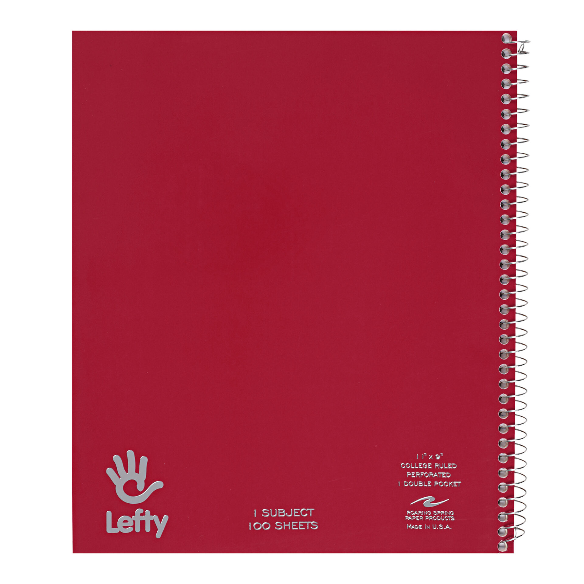 Lefty One Subject Left Handed Wirebound Notebook, College Ruled