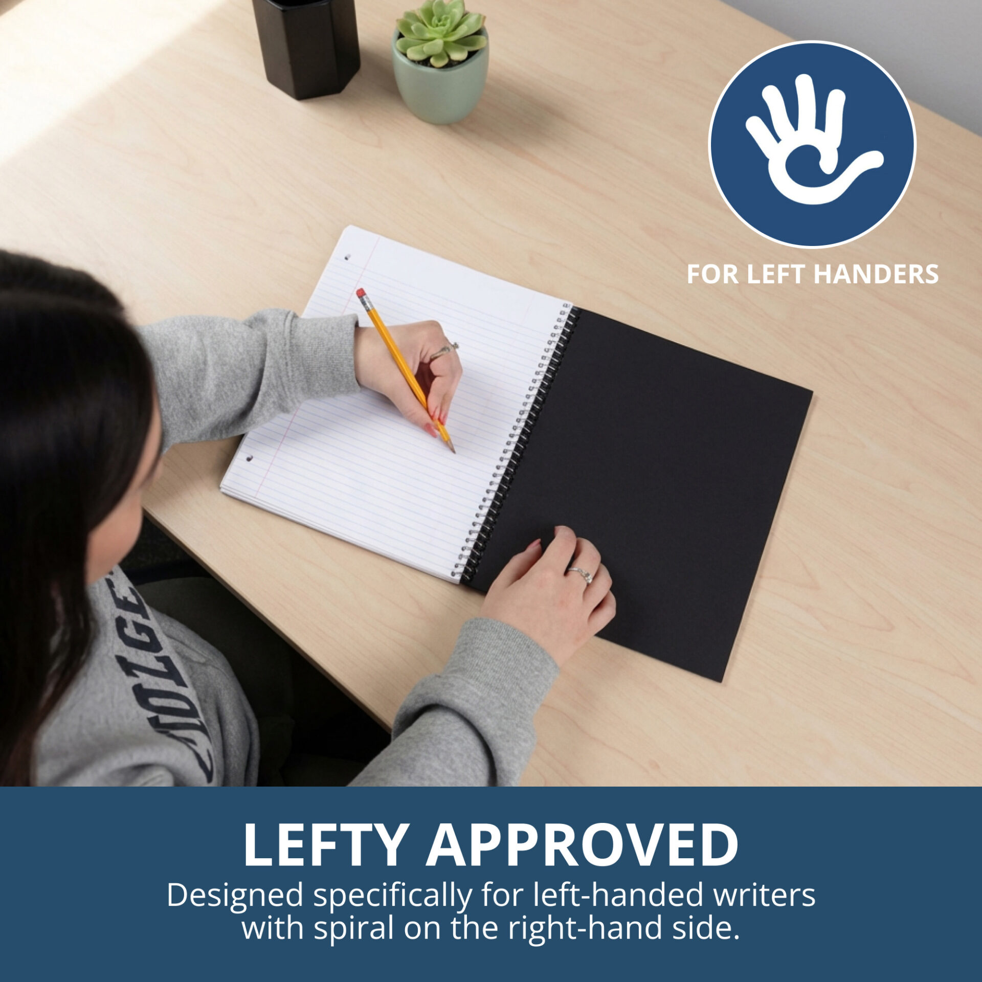 Lefty One Subject Left Handed Wirebound Notebook, Wide Ruled