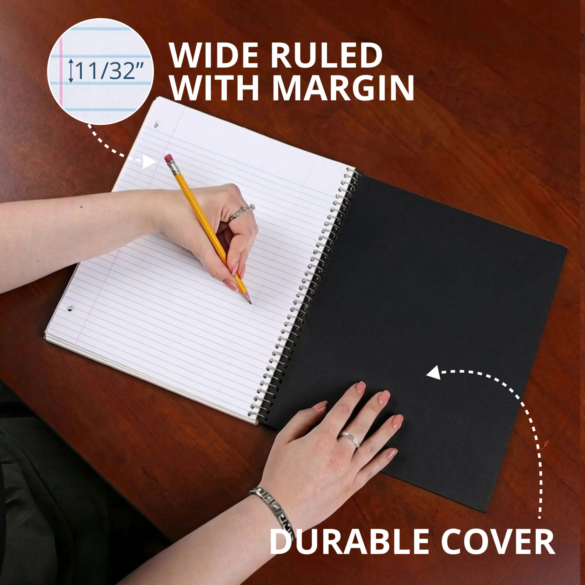 Lefty One Subject Left Handed Wirebound Notebook, Wide Ruled