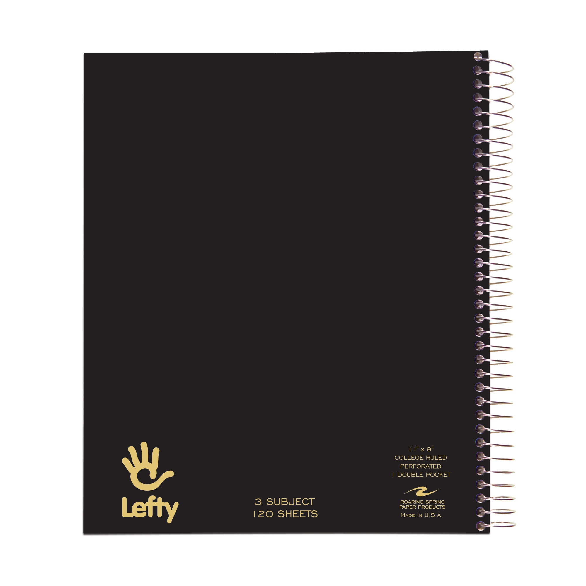 Lefty Three Subject Left Handed Wirebound Notebook, College Ruled