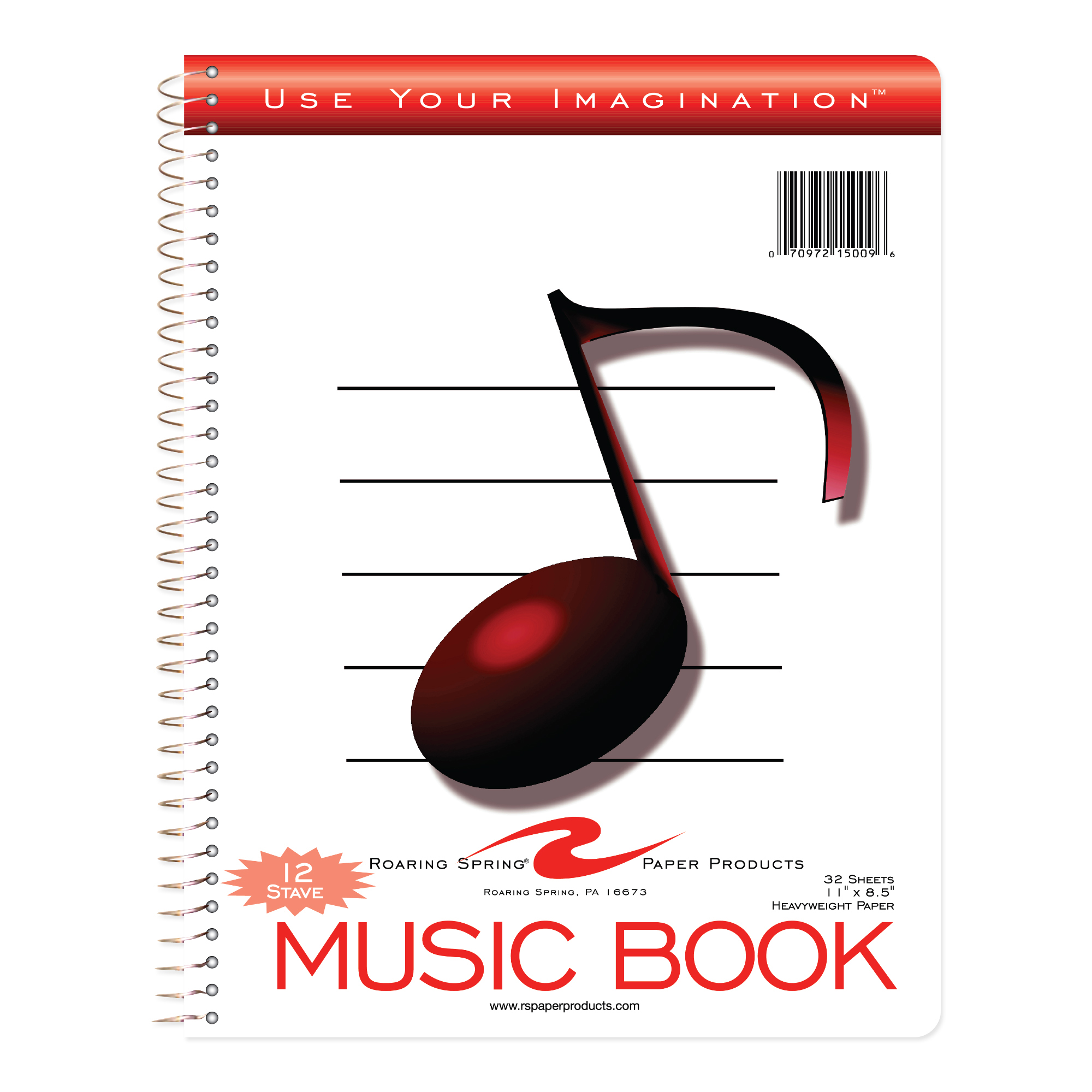 Music Composition Notebook, 12 Staves, Heavyweight Paper