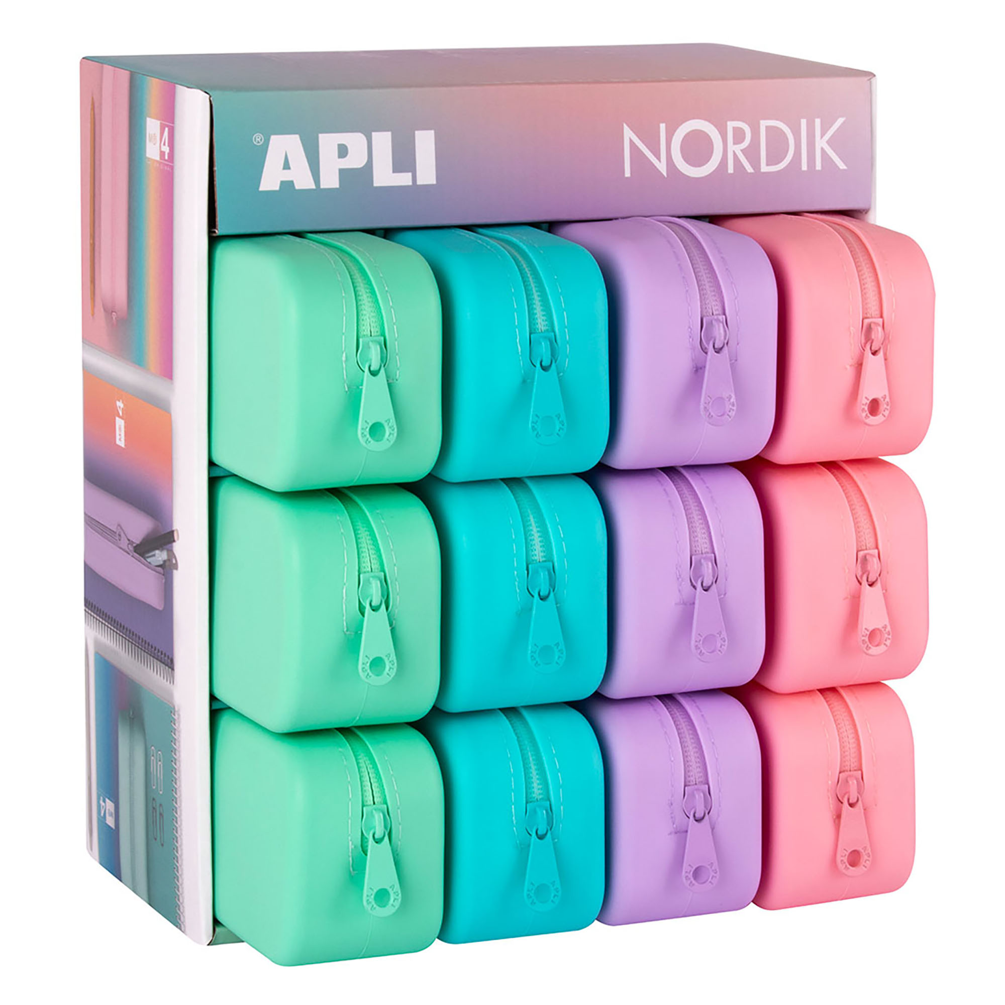 Nordik Collection Silicone Pencil Case with Zipper, Assorted Pastel