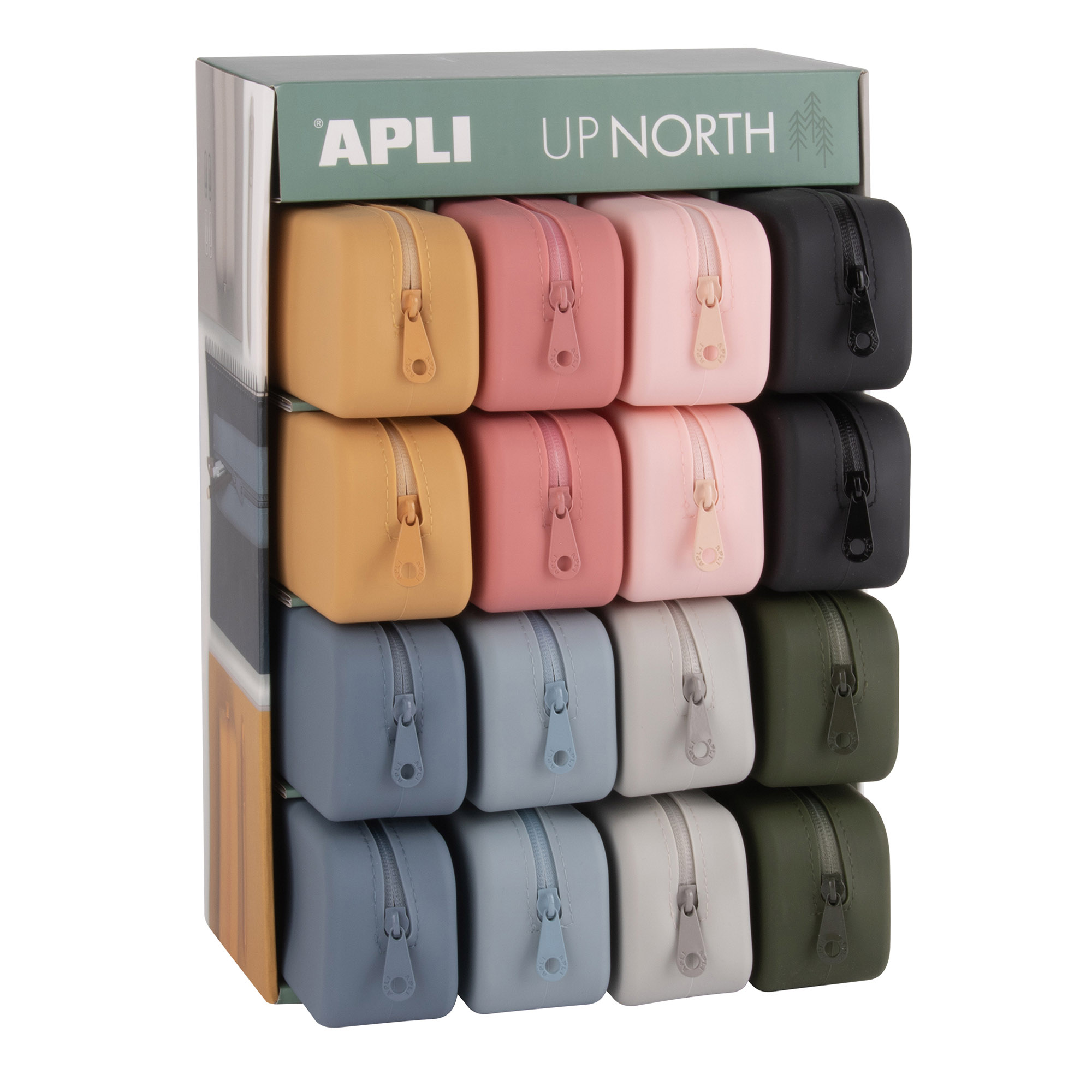 Up North Collection Rectangular Silicone Pencil Case with Zipper, Assorted Colors