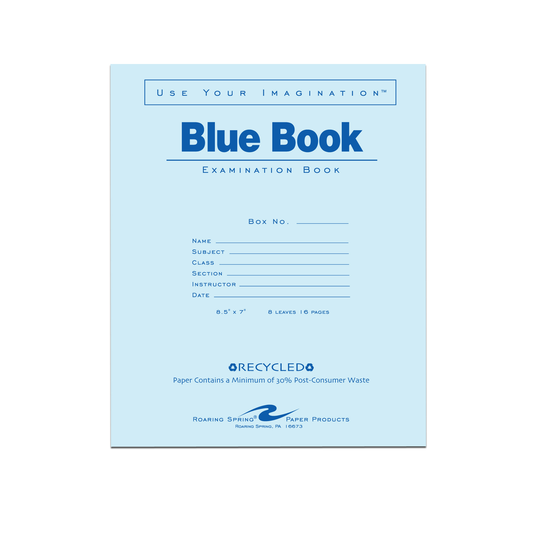 EXAM BOOK 8 1/2 X 7 | Exam Books and Papers | Roaring Spring Paper Products