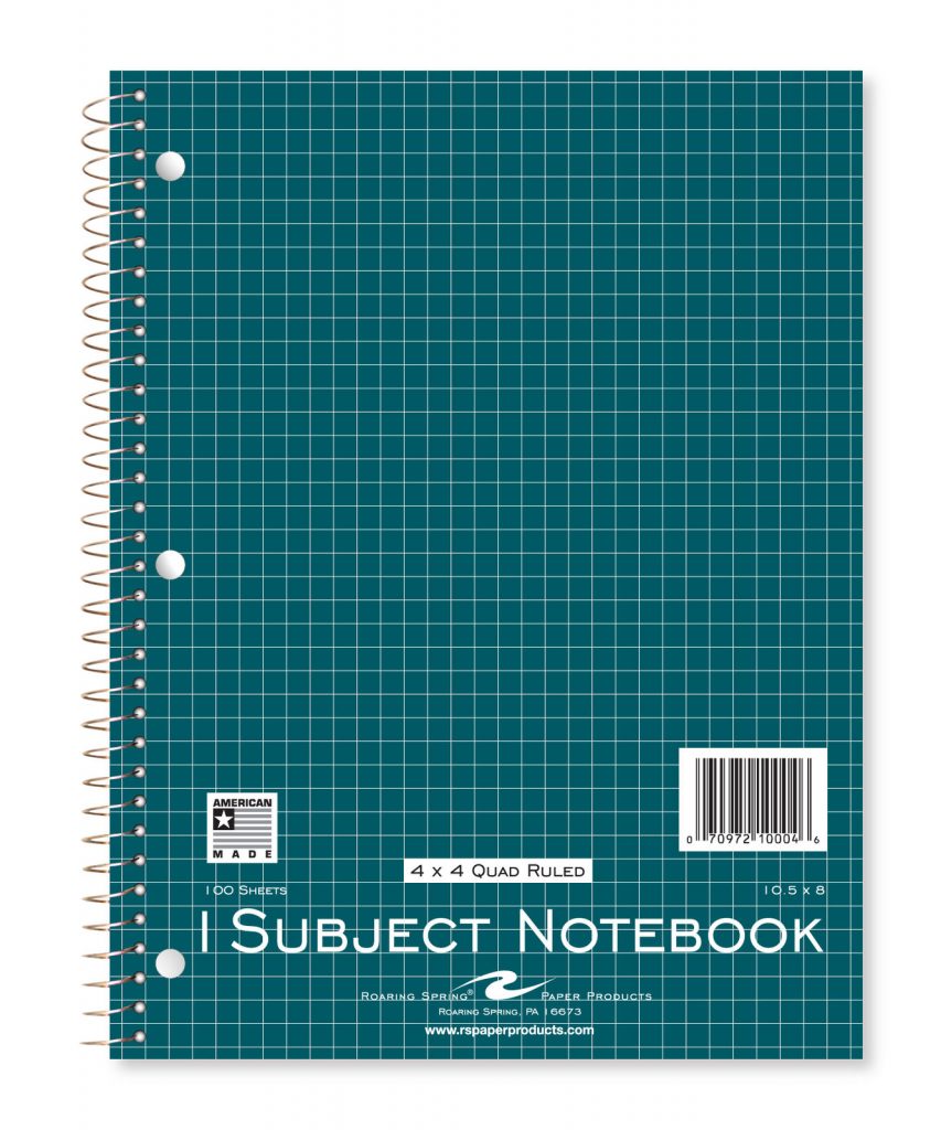Roaring Spring Edison 4x4 Quad Graph Ruled Lab Notebook, 11 x 9