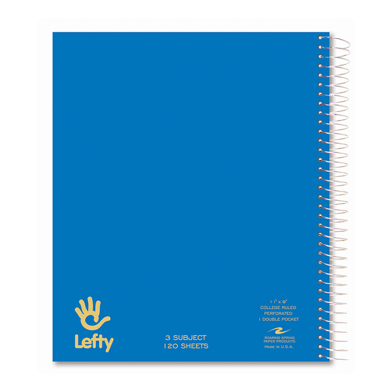 Roaring Spring Lefty Wirebound Spiral Left Handed Mini Notebook, 1 Subject,  8x5, 80 White Sheets College Ruled Paper, Assorted Cover Colors, Wire On