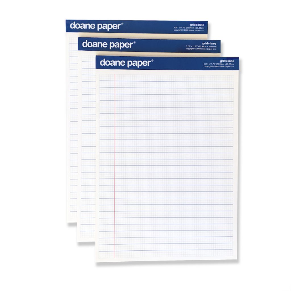 Doane Paper Large Writing Pad, Pack of 3 8.25 x 11.75 50 Sheets