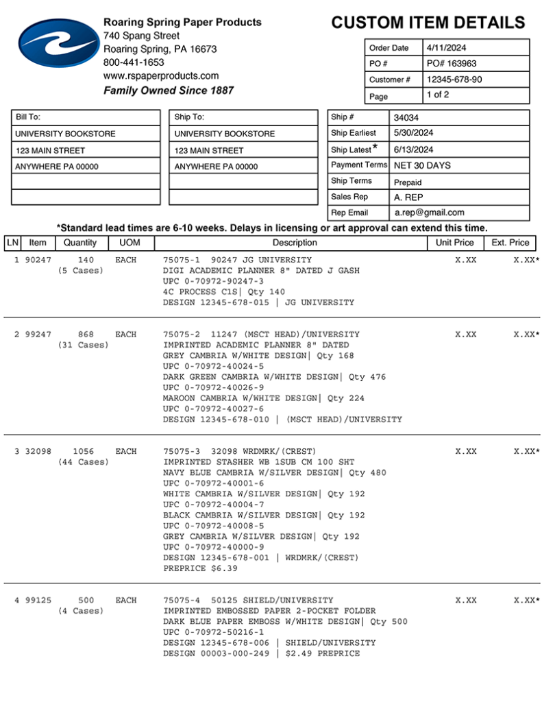 New Forms Central PA Roaring Spring Paper Products