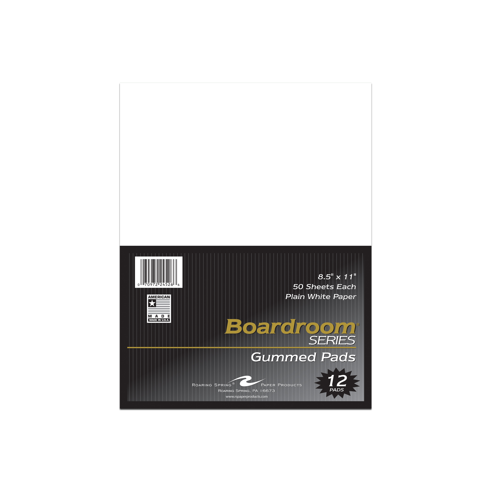 Boardroom Series Legal Pads, Unruled, Gummed Glue Top, White Paper, Pack of 12