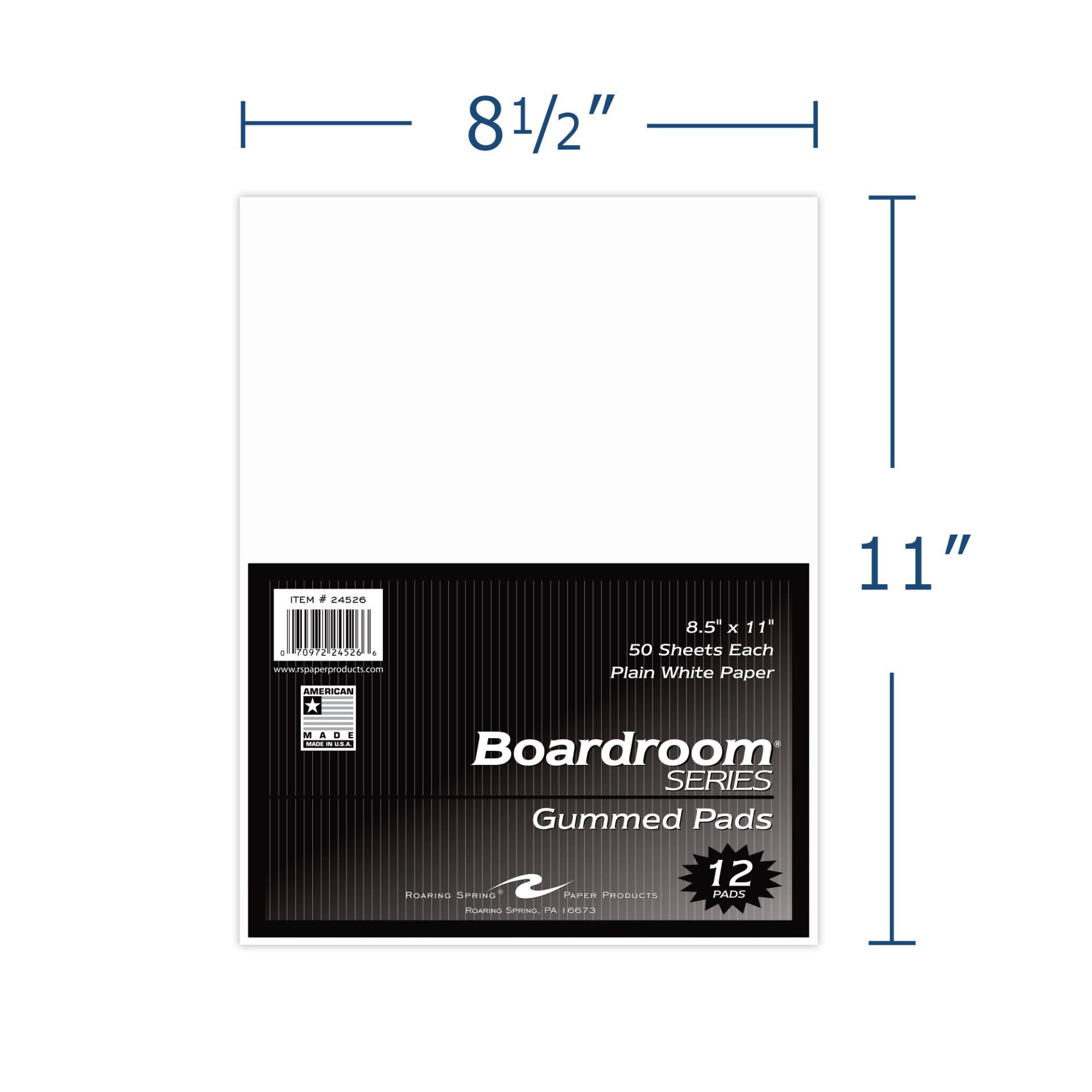 Boardroom Series Legal Pads, Unruled, Gummed Glue Top, White Paper, Pack of 12