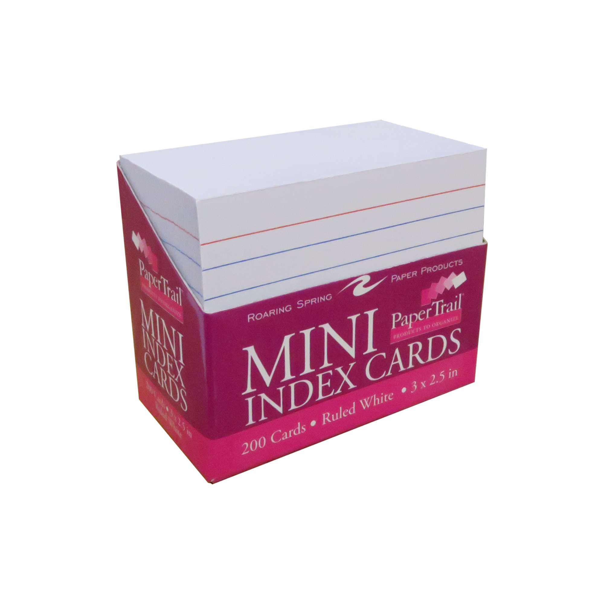 PaperTrail 3" x 2.5" Ruled Mini Index Cards (200 Count) with Tray, White