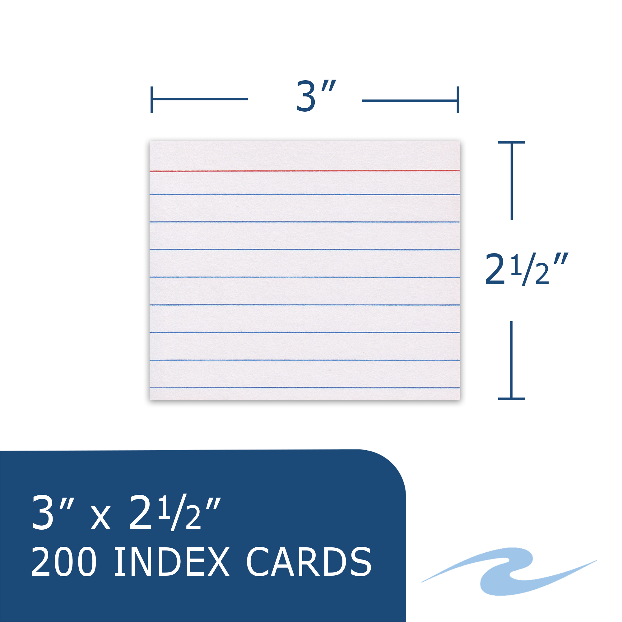 PaperTrail 3" x 2.5" Ruled Mini Index Cards (200 Count) with Tray, White
