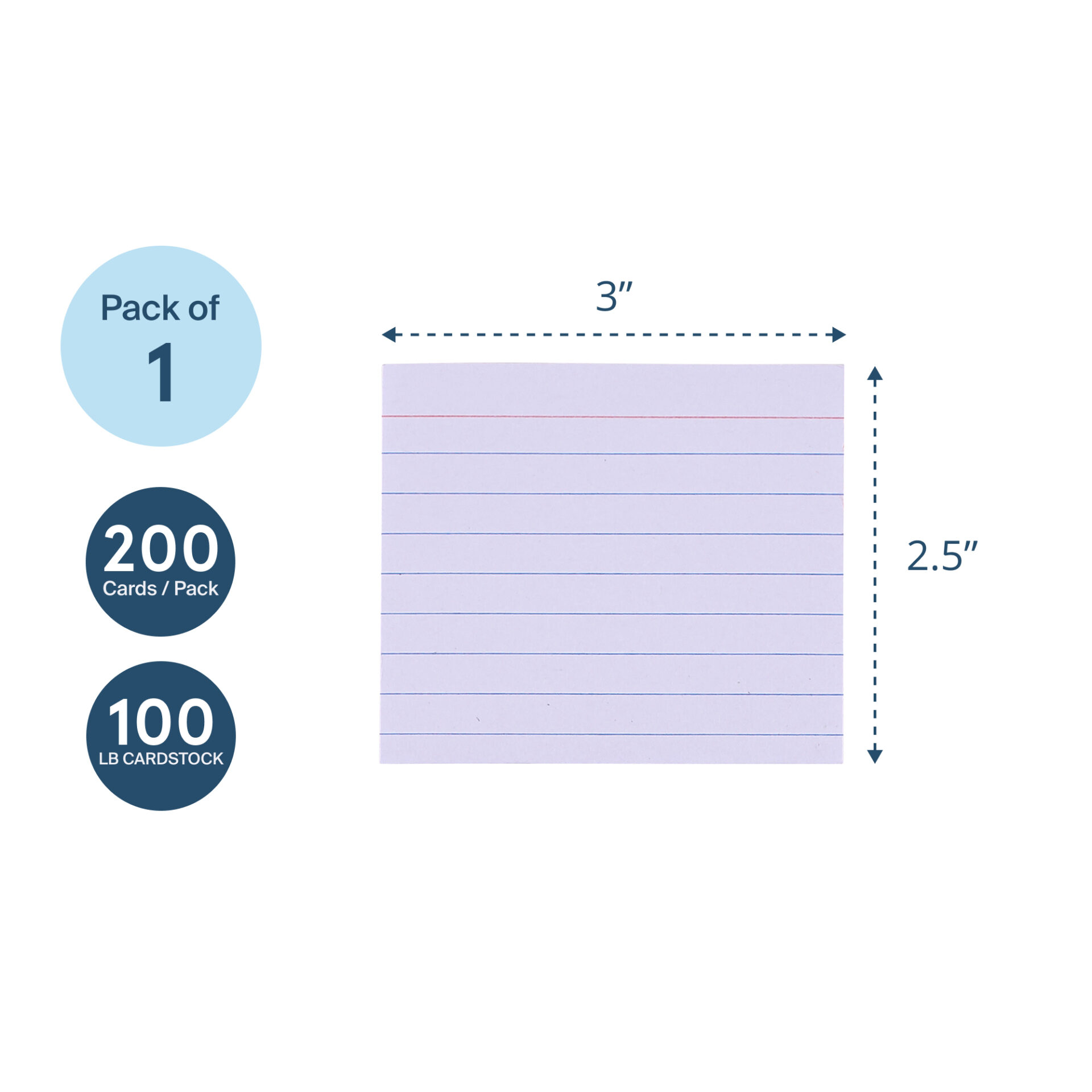 PaperTrail 3" x 2.5" Ruled Mini Index Cards (200 Count) with Tray, White