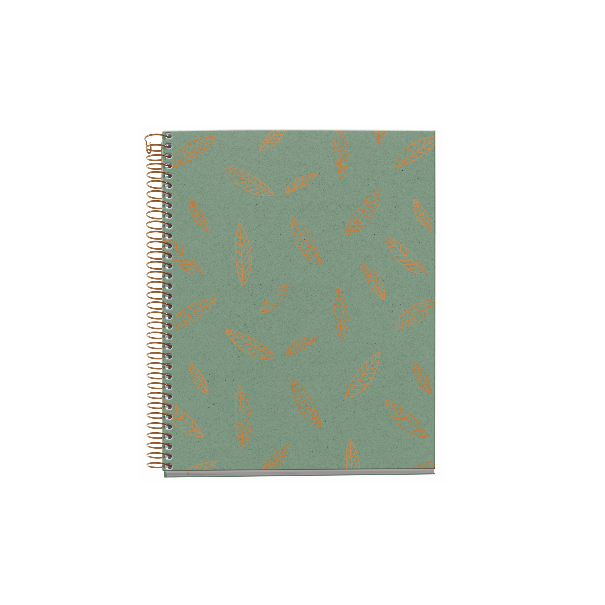 M® MiquelRius Recycled Collection, Lined 4 Subject Notebook, A5 (8.27" x 5.83"), Cardboard Cover - Green Leaves