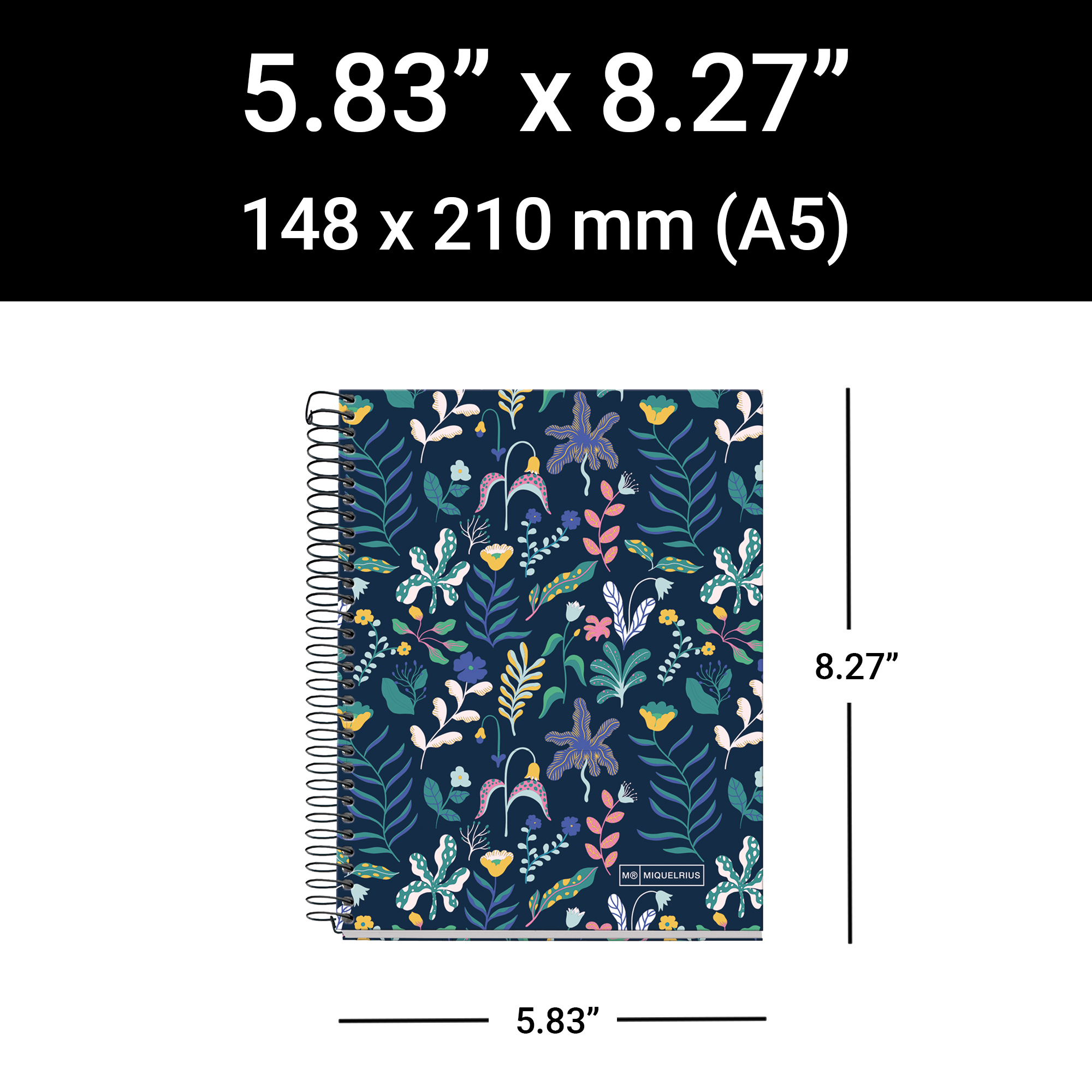 MiquelRius Lined 4 Subject Notebook, A5 (8.27" x 5.83"), Cardboard Cover - Savanna