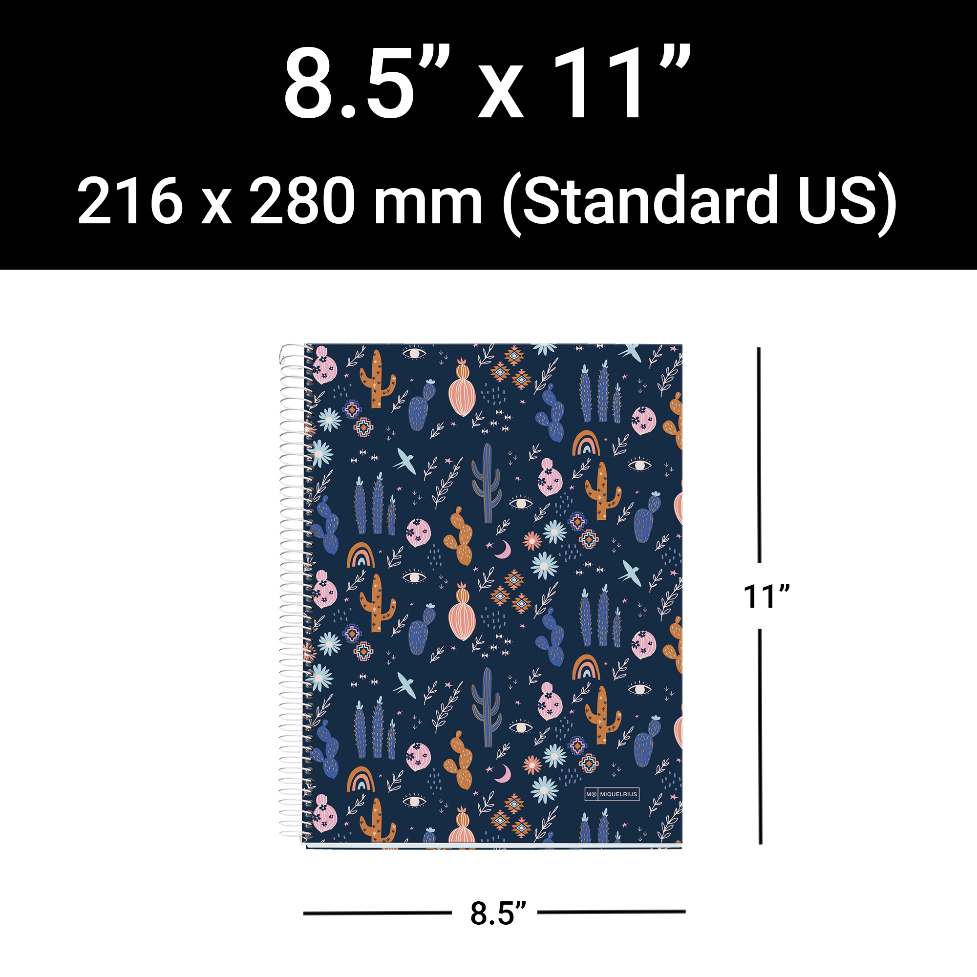 M® MiquelRius Lined 4 Subject Notebook, 11" x 8.5", Cardboard Cover - Desert