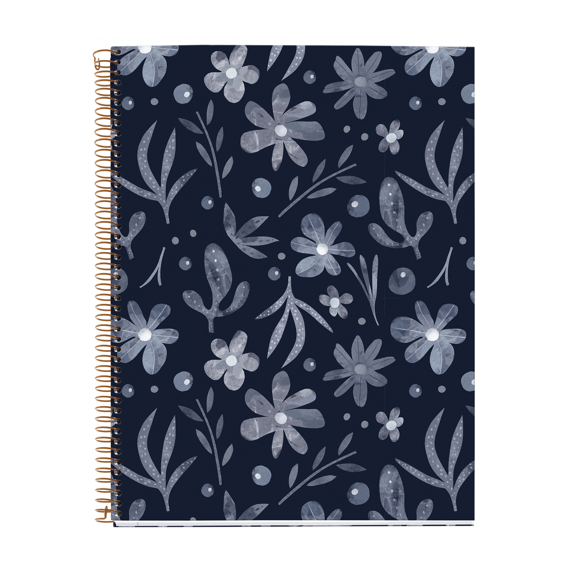 M® MiquelRius Lined 4 Subject Notebook, 11" x 8.5", Cardboard Cover - Dark Floral
