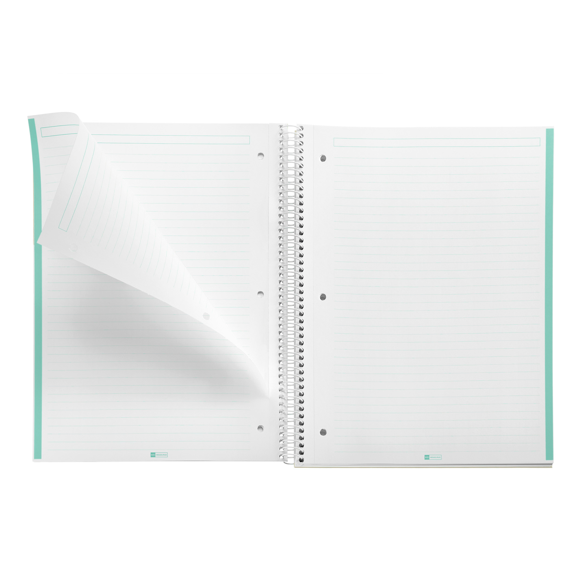 M® MiquelRius Emotions® Lined 1 Subject Notebook, 11" x 8.5", Cardboard Cover - Turquoise