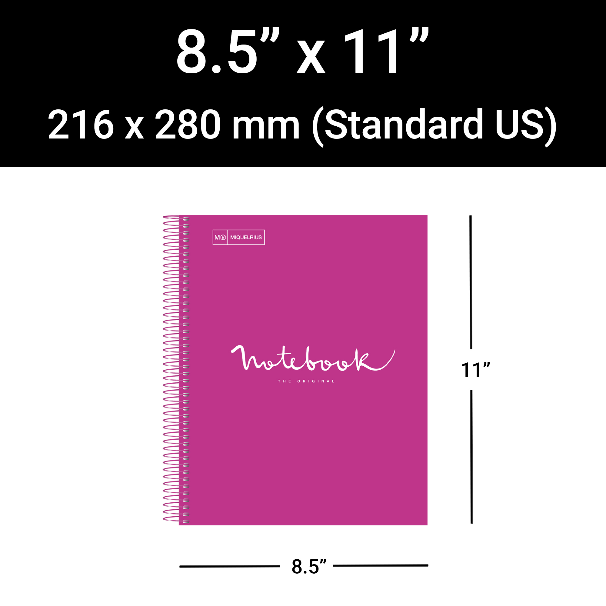 MiquelRius Emotions® Lined 1 Subject Notebook, Cardboard Cover - Bright Pink