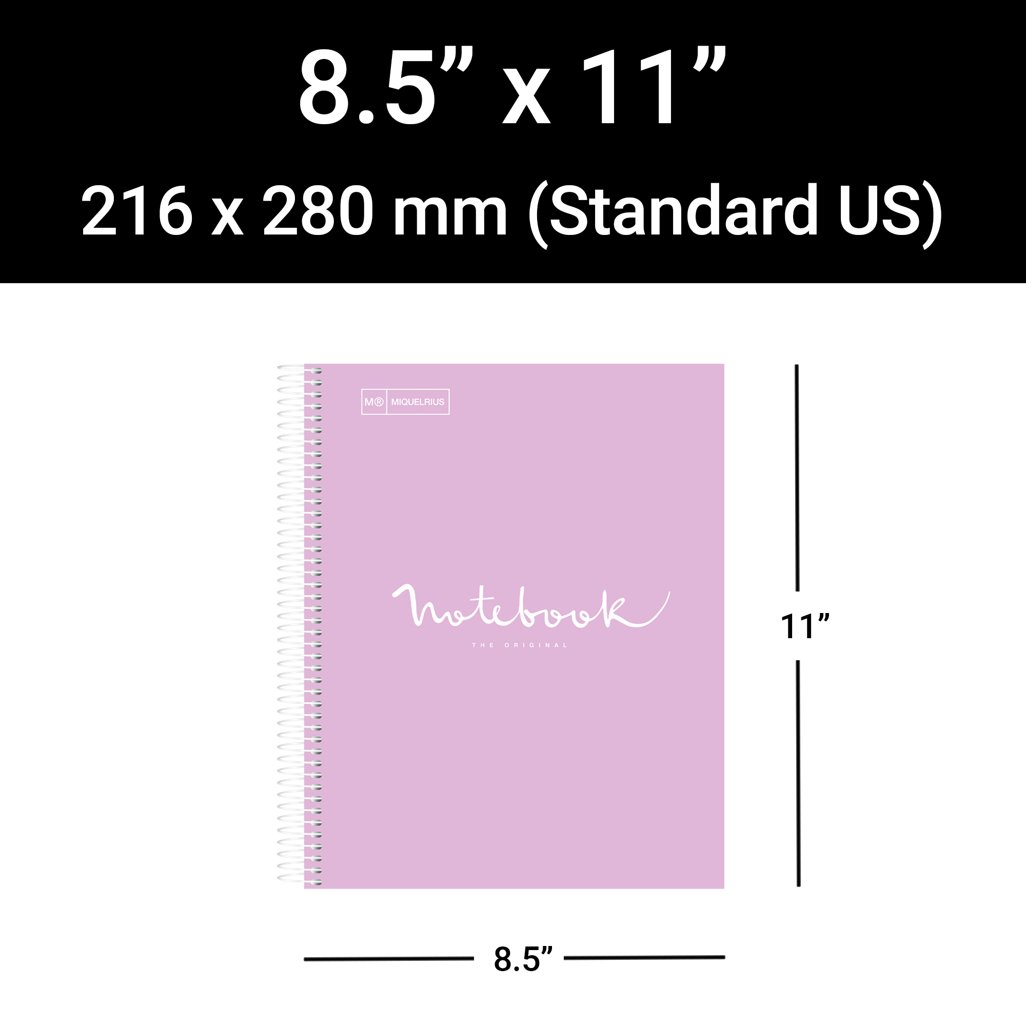 M® MiquelRius Emotions® Lined 1 Subject Notebook, 11" x 8.5", Cardboard Cover - Lavender