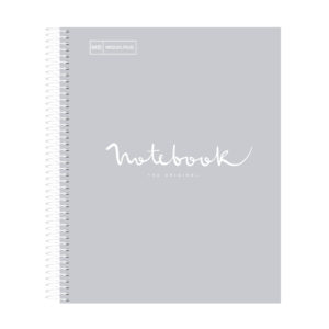 M® MiquelRius Emotions® Lined 1 Subject Notebook, 11" x 8.5", Cardboard Cover - Gray