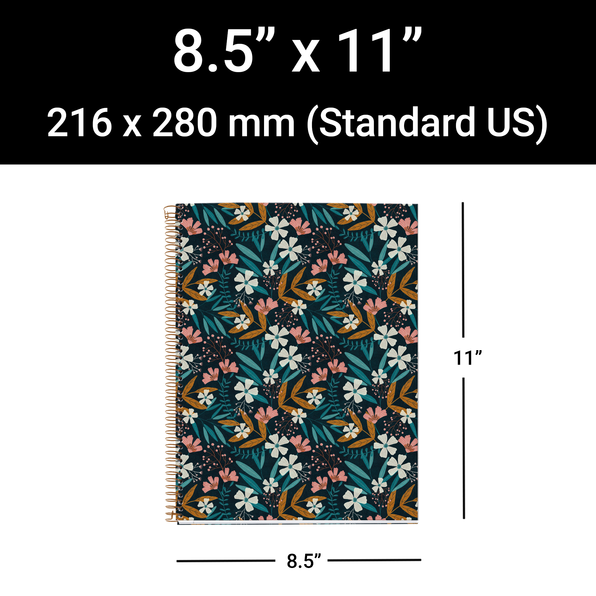 M® MiquelRius Lined 4 Subject Notebook, 11" x 8.5", Cardboard Cover - Wildflowers