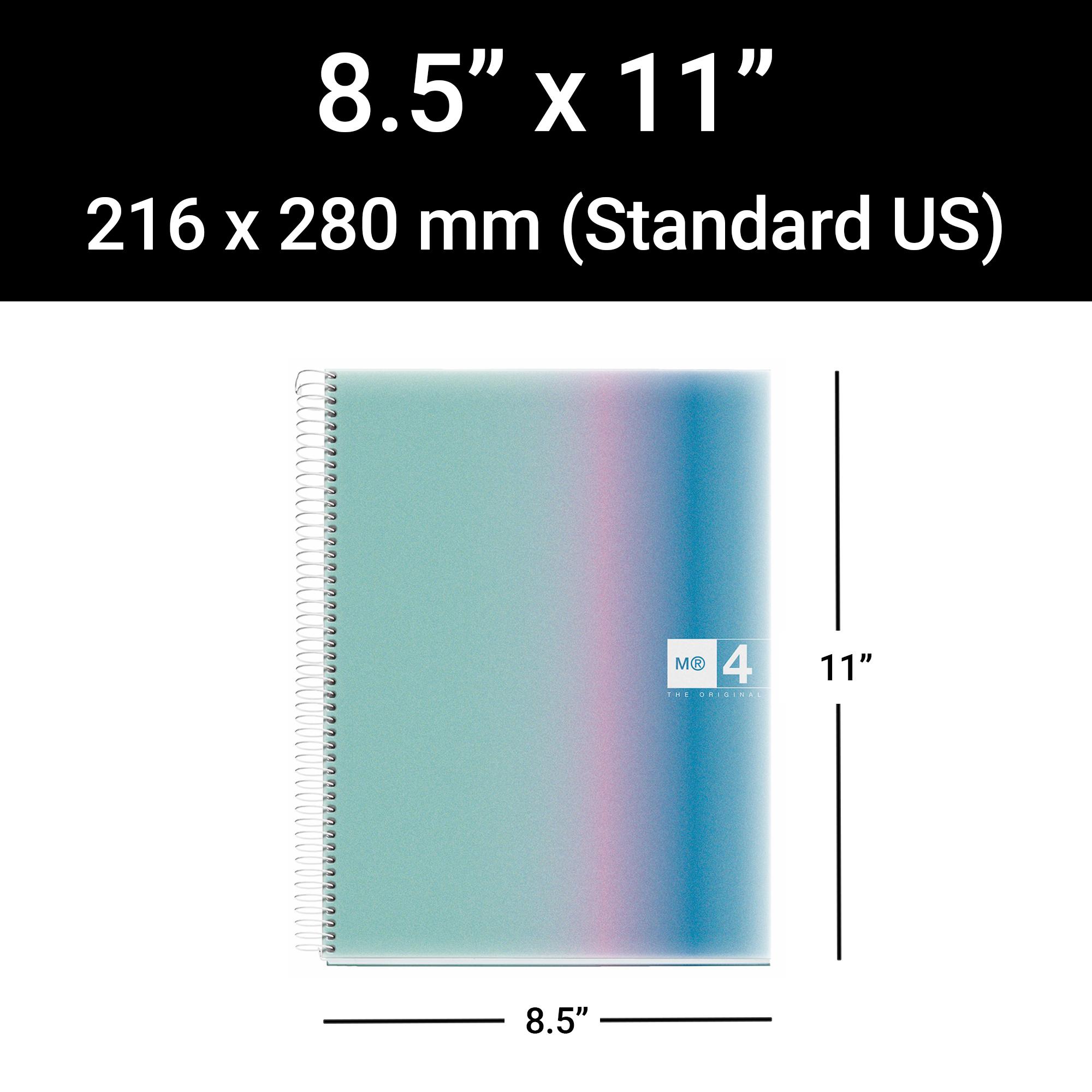 M® MiquelRius Aurora Lined 4 Subject Notebook, 11" x 8.5", Poly Cover - Santorini