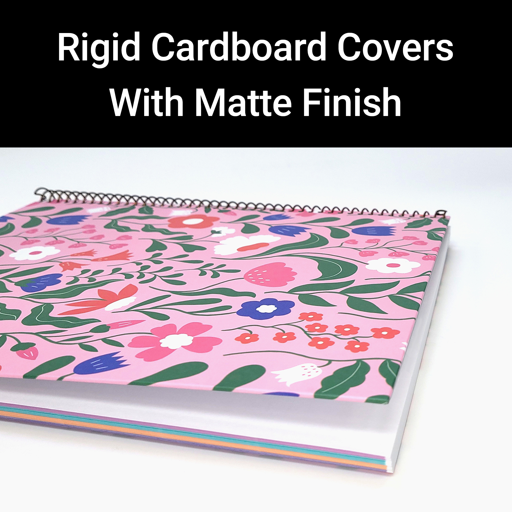 M® MiquelRius Lined 4 Subject Notebook, 11" x 8.5", Cardboard Cover - Tropical Pink Floral